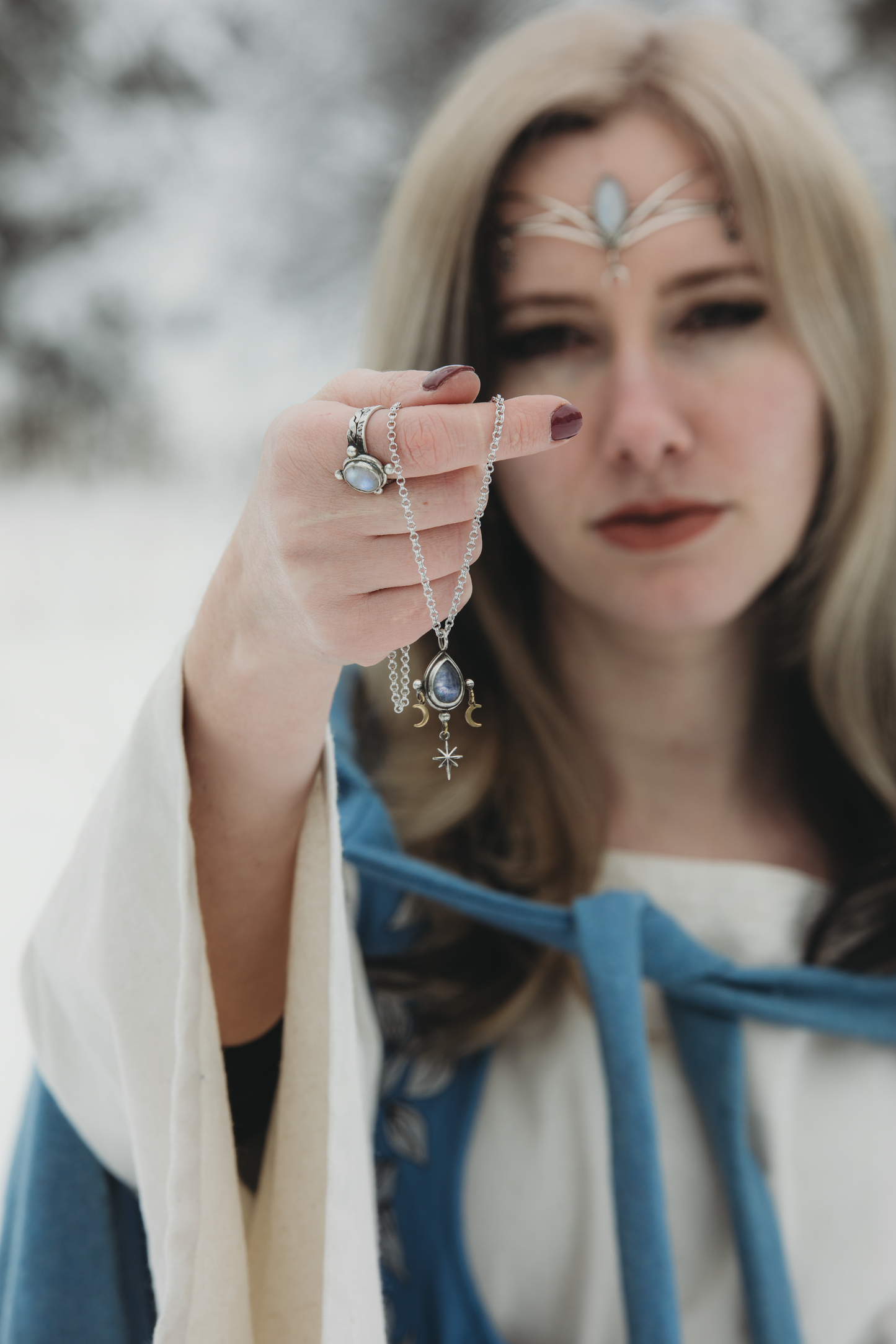 VÉLAR Moonfall Moonstone Necklace in Sterling Silver and Brass