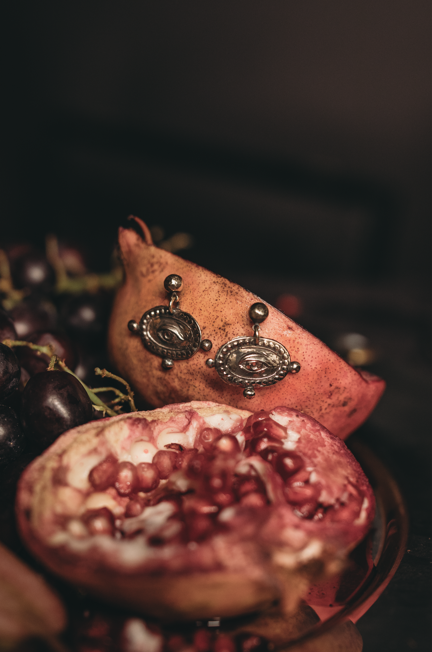 Bronze Victorian Lovers Eye earrings in archaeological jewellery style