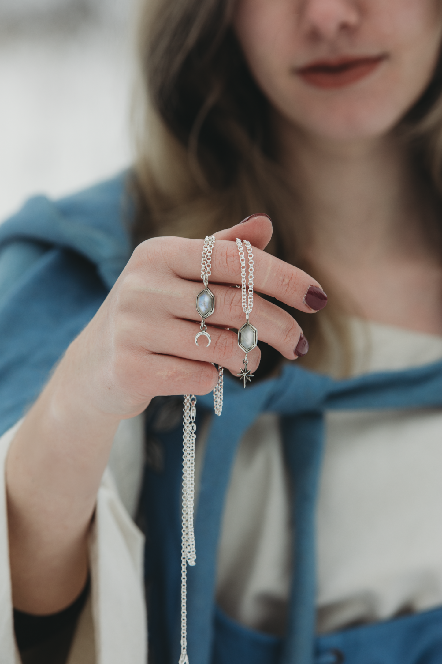Elven Star Necklace with Moonstone Silver Medieval