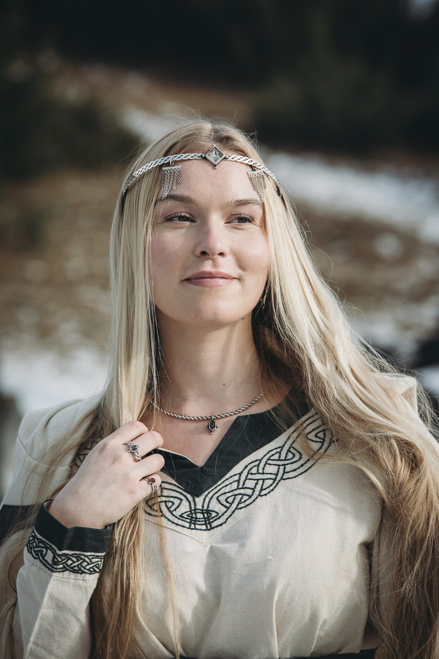 NORÐR Moss Agate Torque Choker in Sterling Silver and Brass