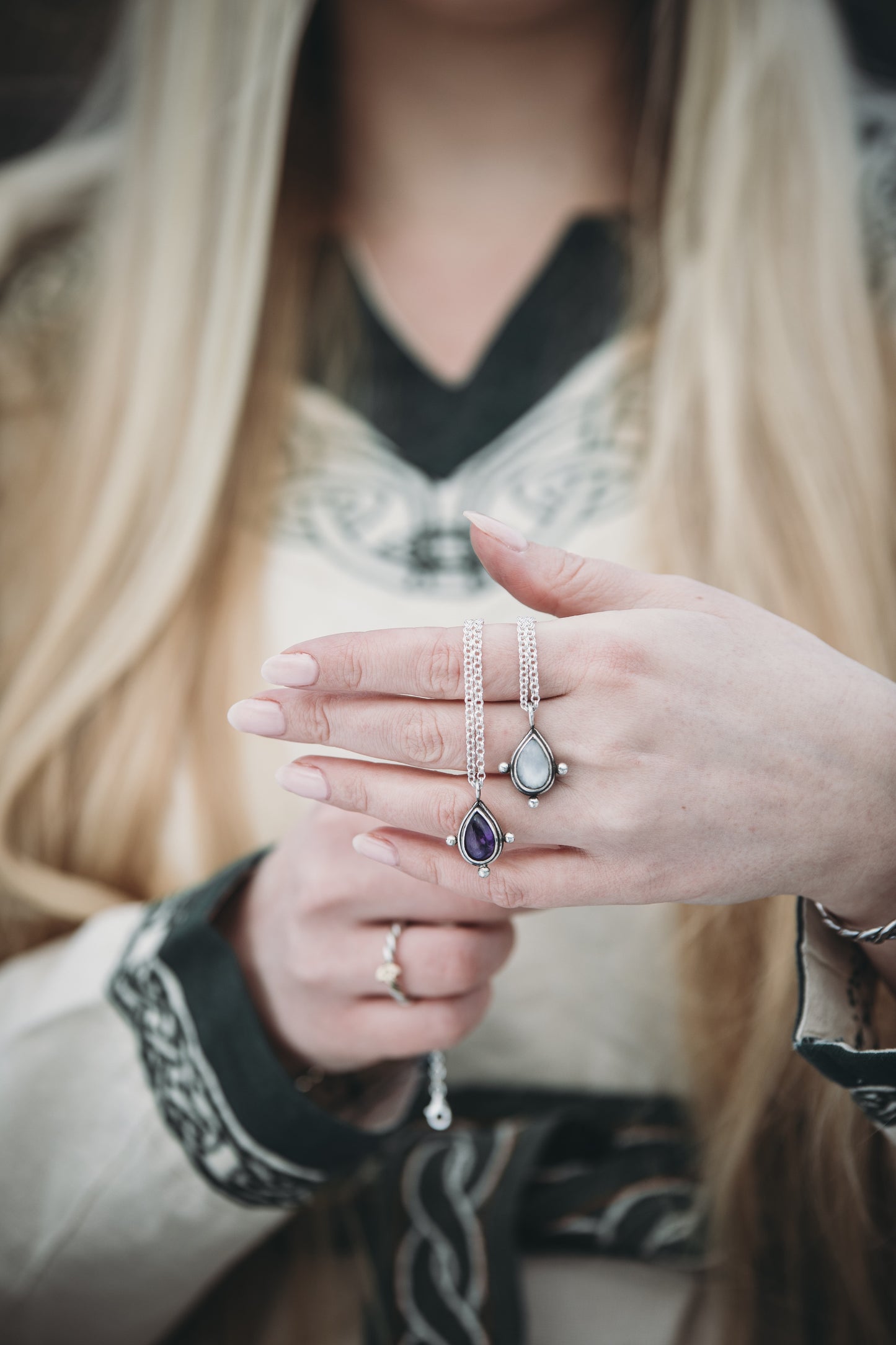 YRSA Amethyst Drop Necklace Sterling Silver