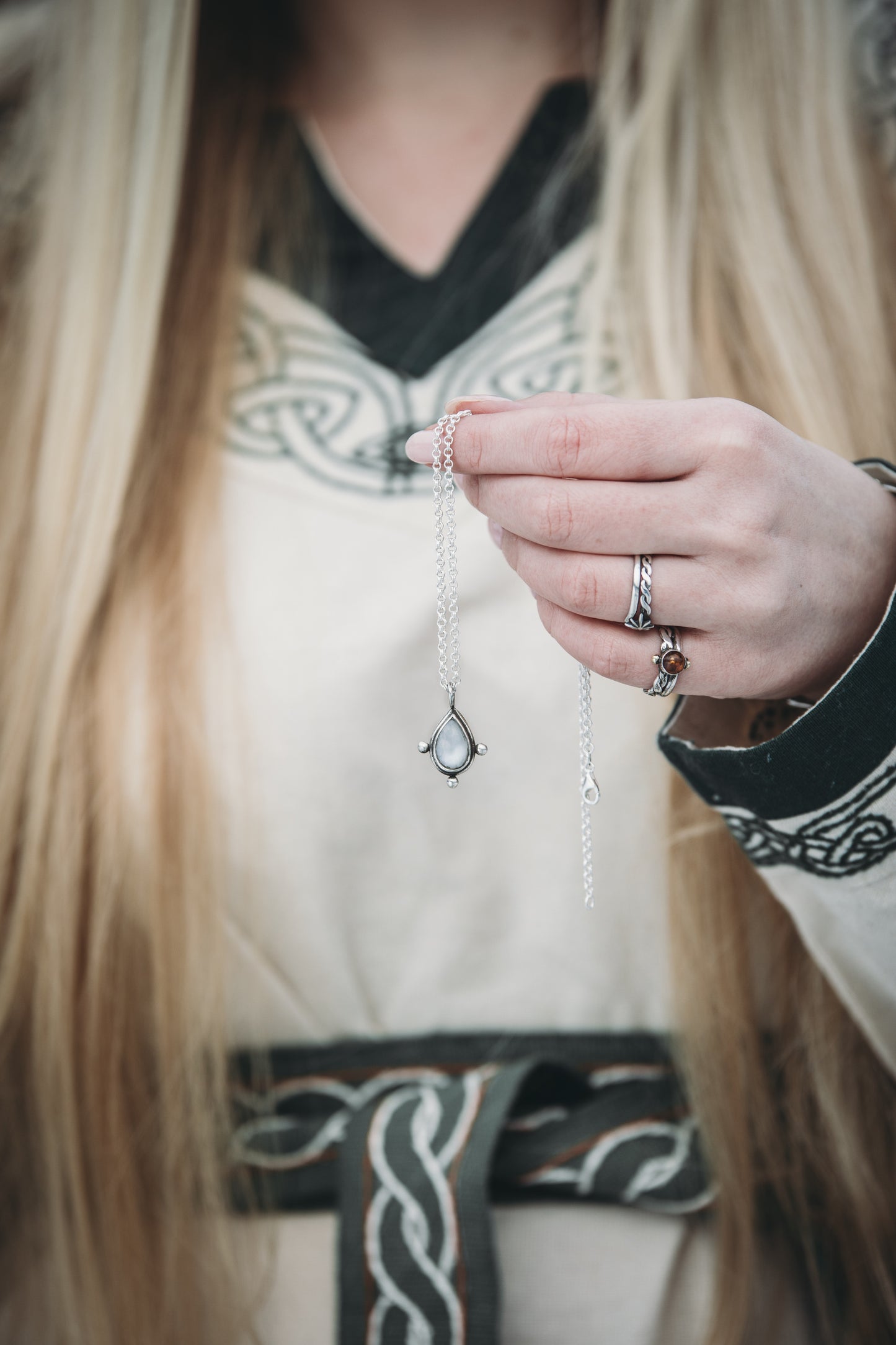 YRSA Moonstone Drop Necklace Sterling Silver