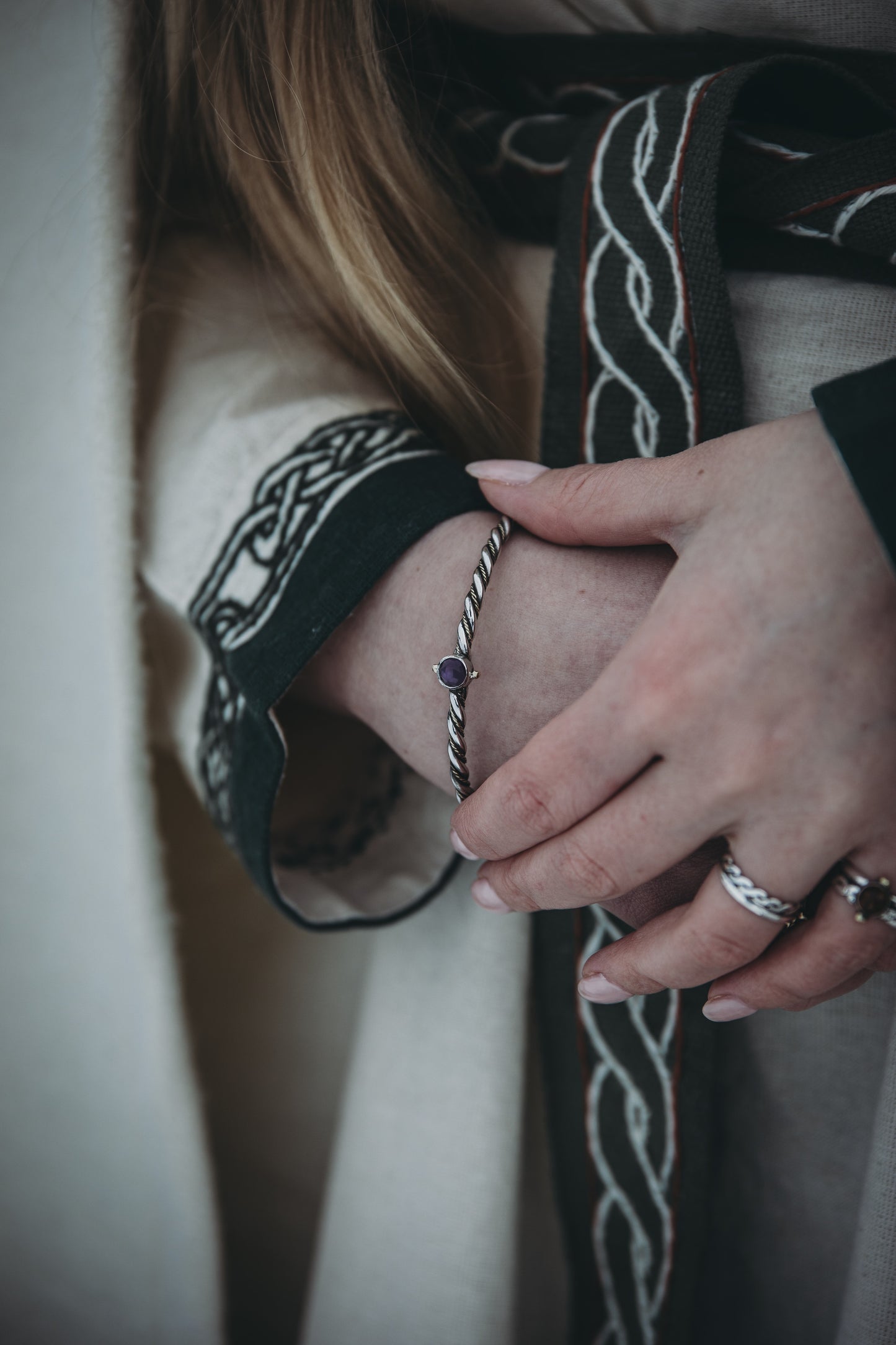 YRSA Amethyst Bracelet in Sterling Silver and Brass