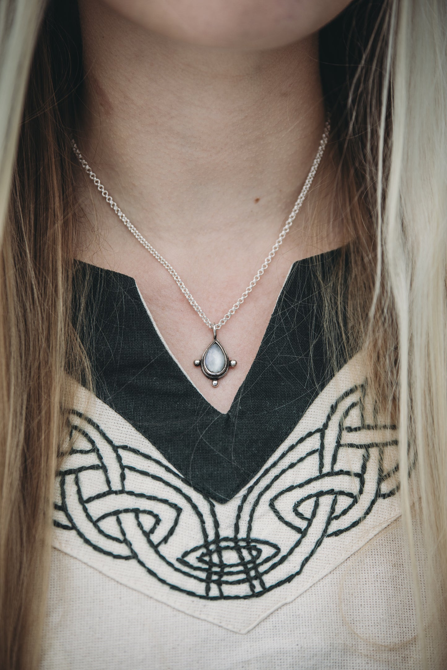 YRSA Moonstone Drop Necklace Sterling Silver