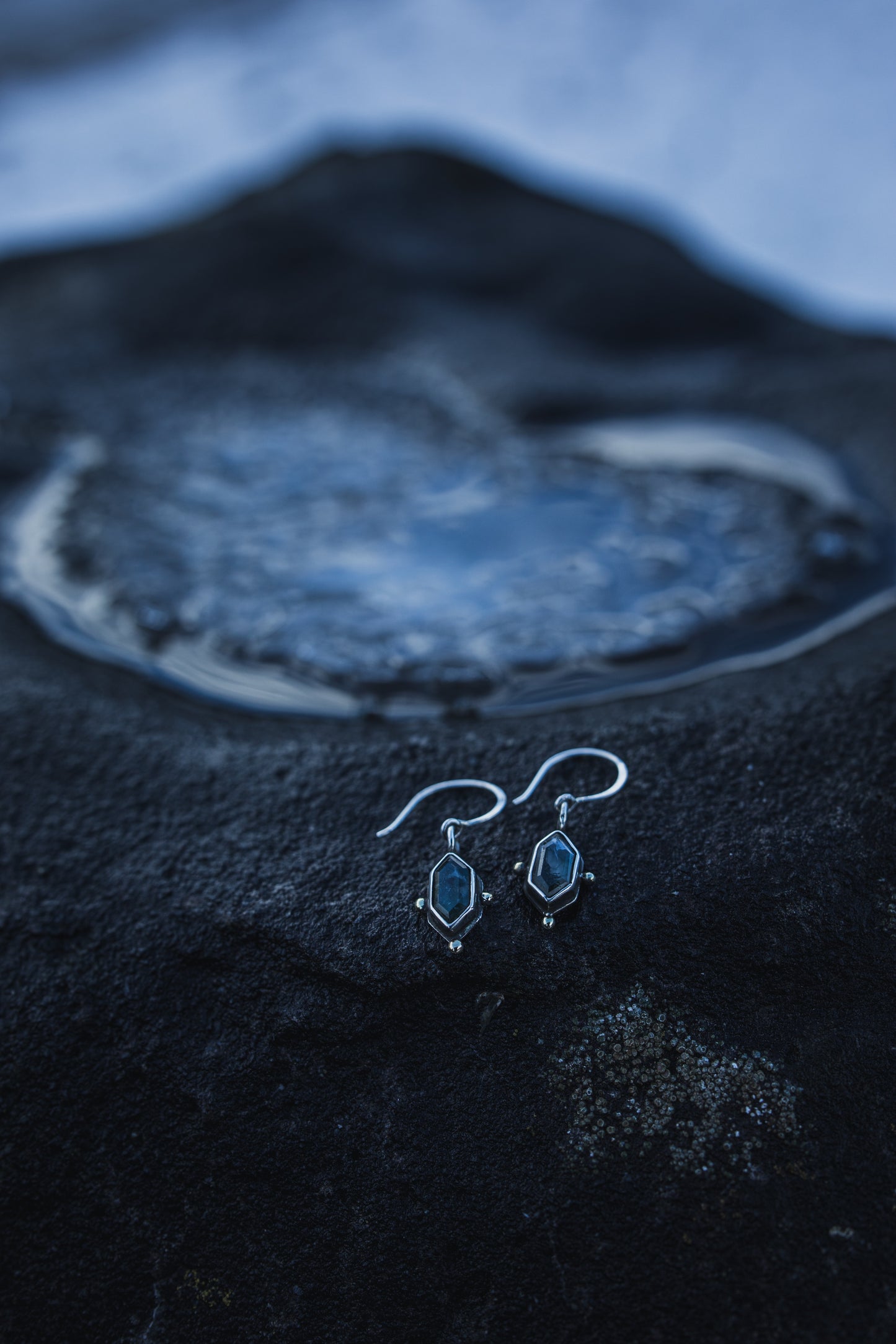 NORÐR Moss Agate Earrings in Sterling Silver and Brass