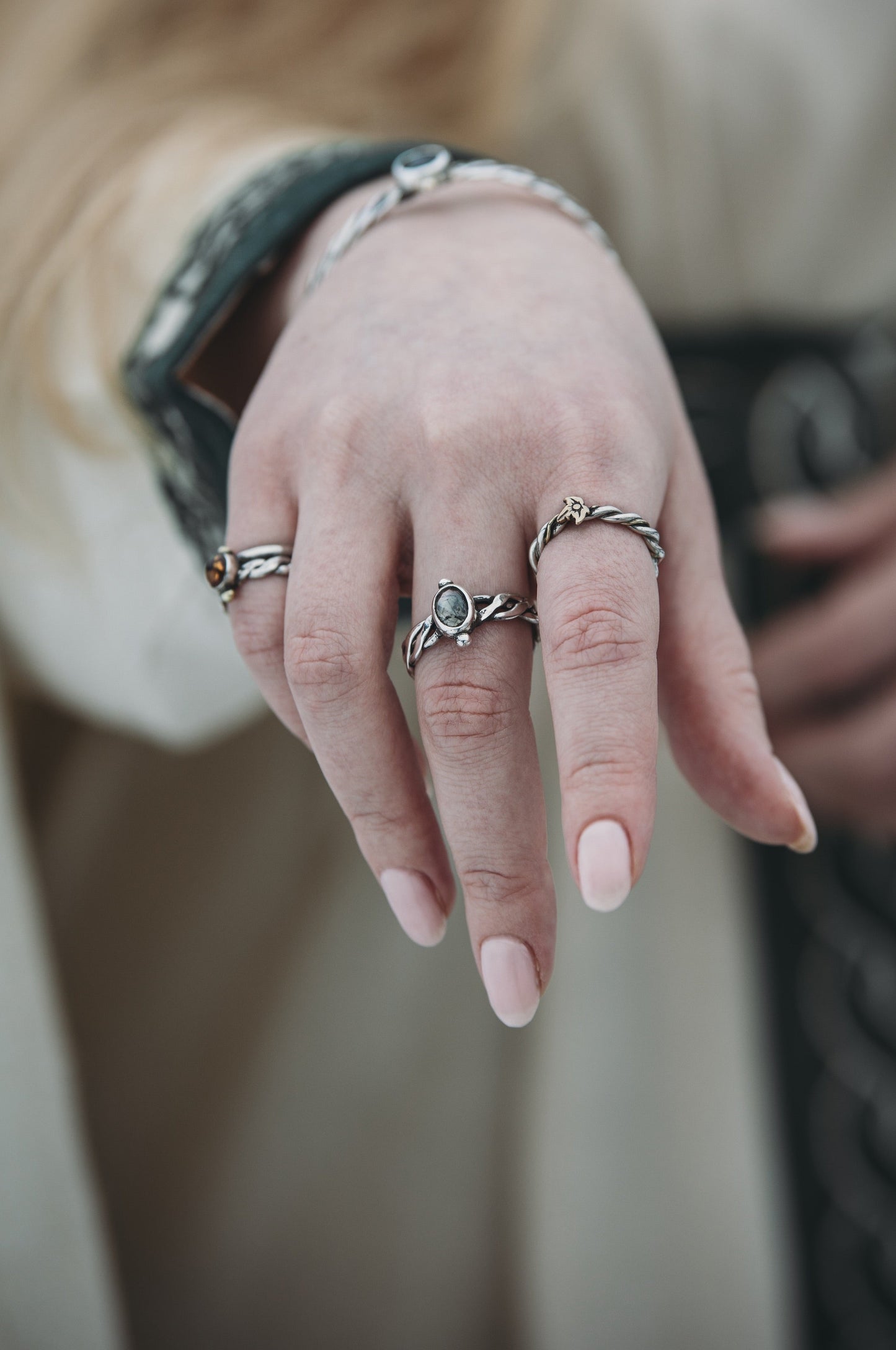 NORÐR Prehnite Ring in Sterling Silver