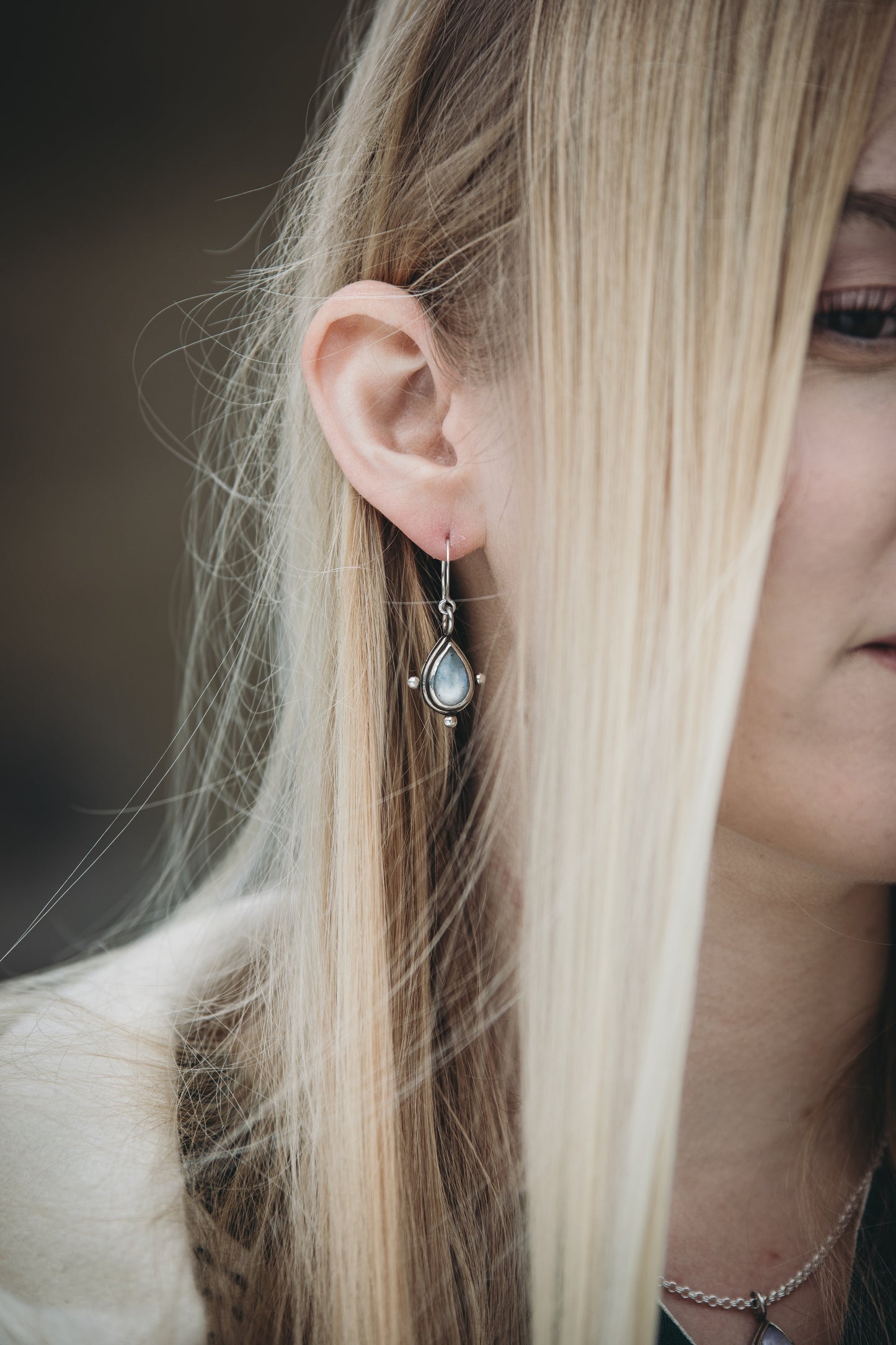 YRSA Moonstone Drop Earrings Sterling Silver