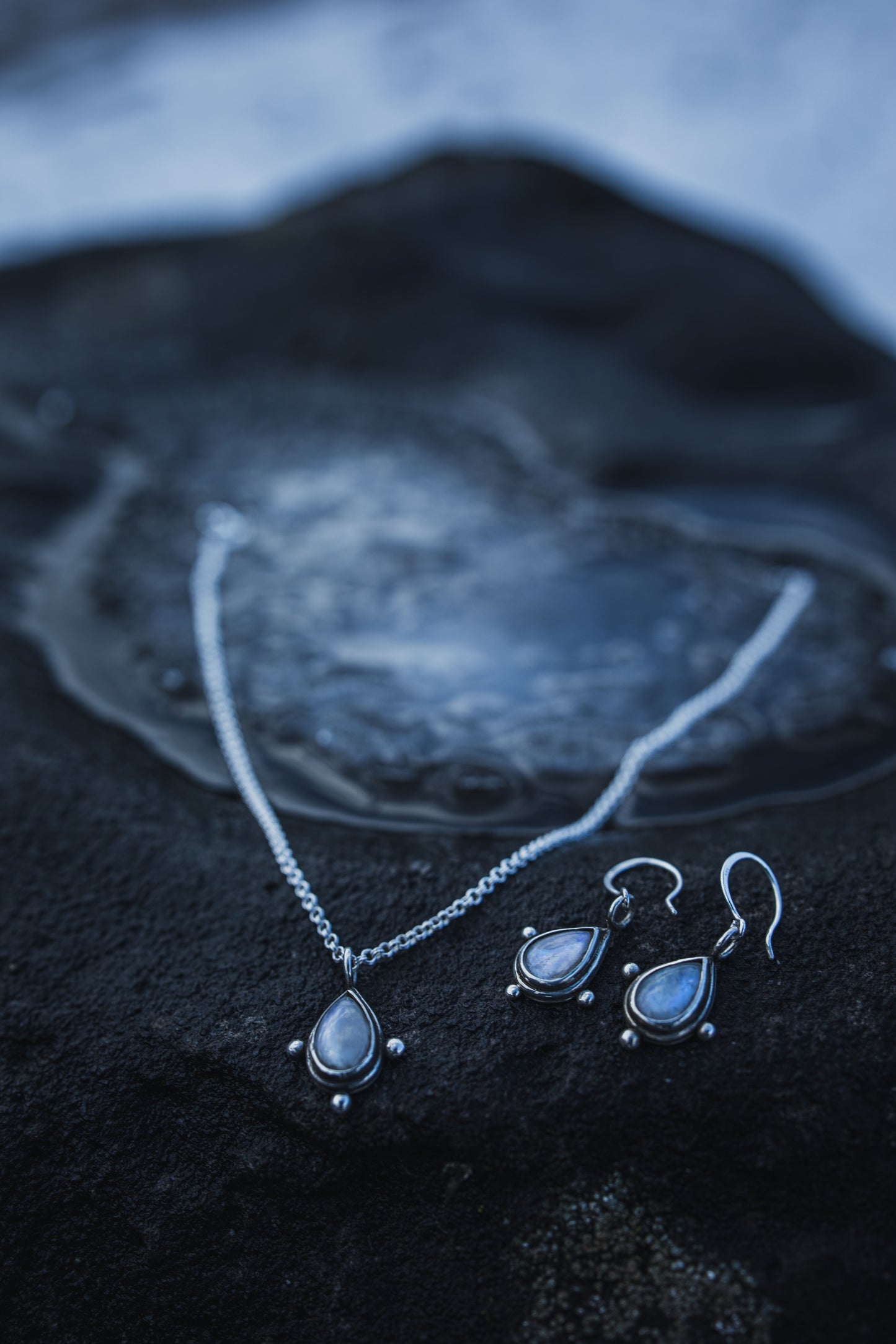 YRSA Moonstone Drop Earrings Sterling Silver