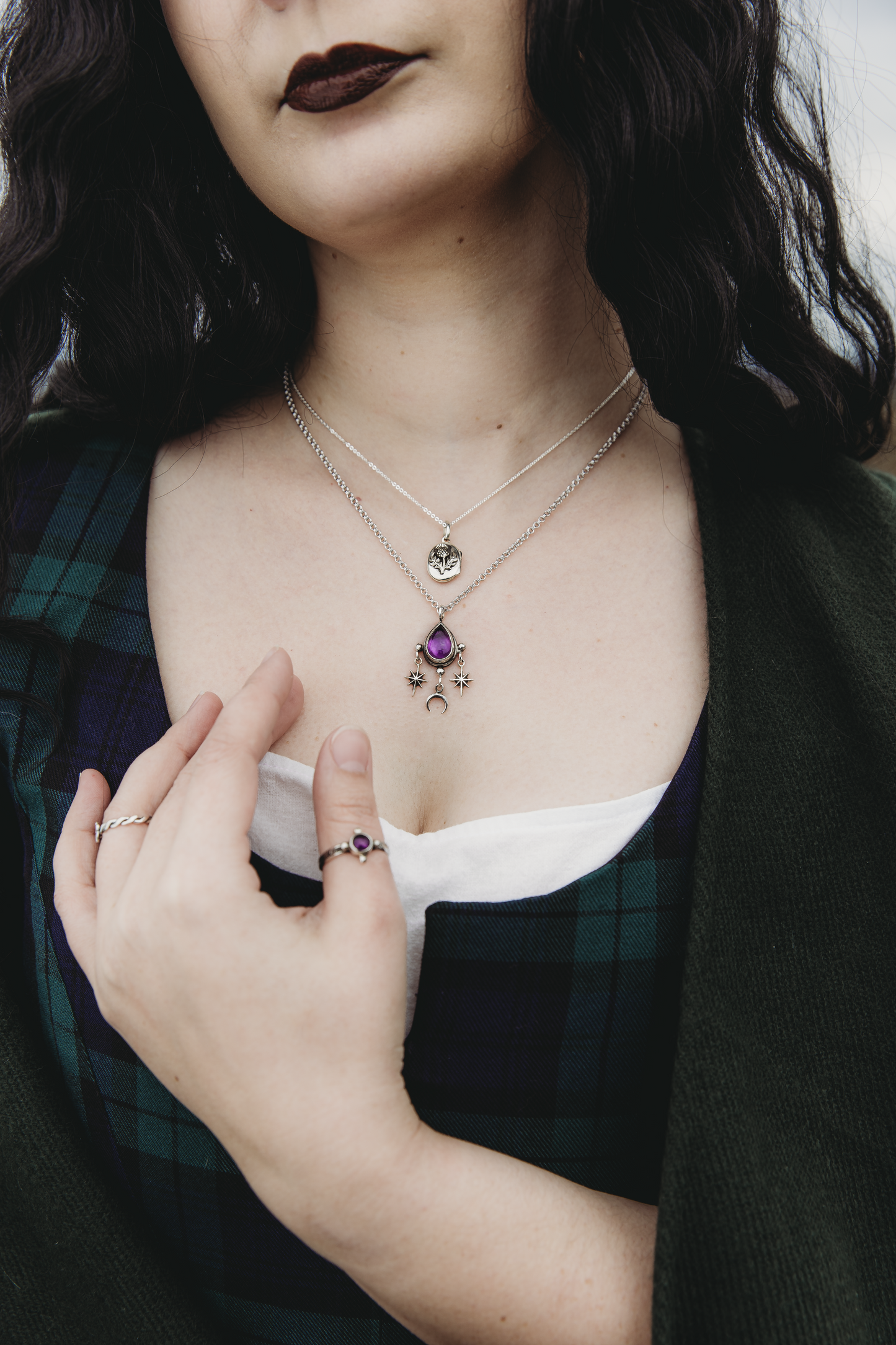 ARCANUS Starfall Amethyst Necklace in Sterling Silver