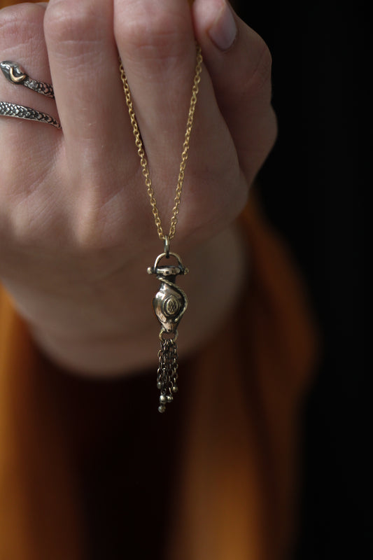 AMPHORA bronze tassel necklace with roman pinecone symbol