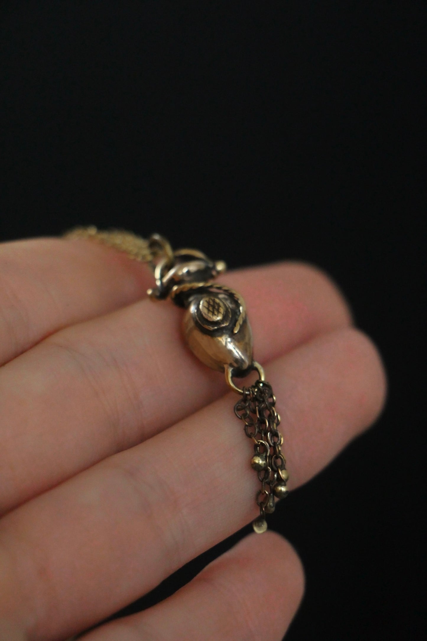 AMPHORA bronze tassel necklace with roman pinecone symbol