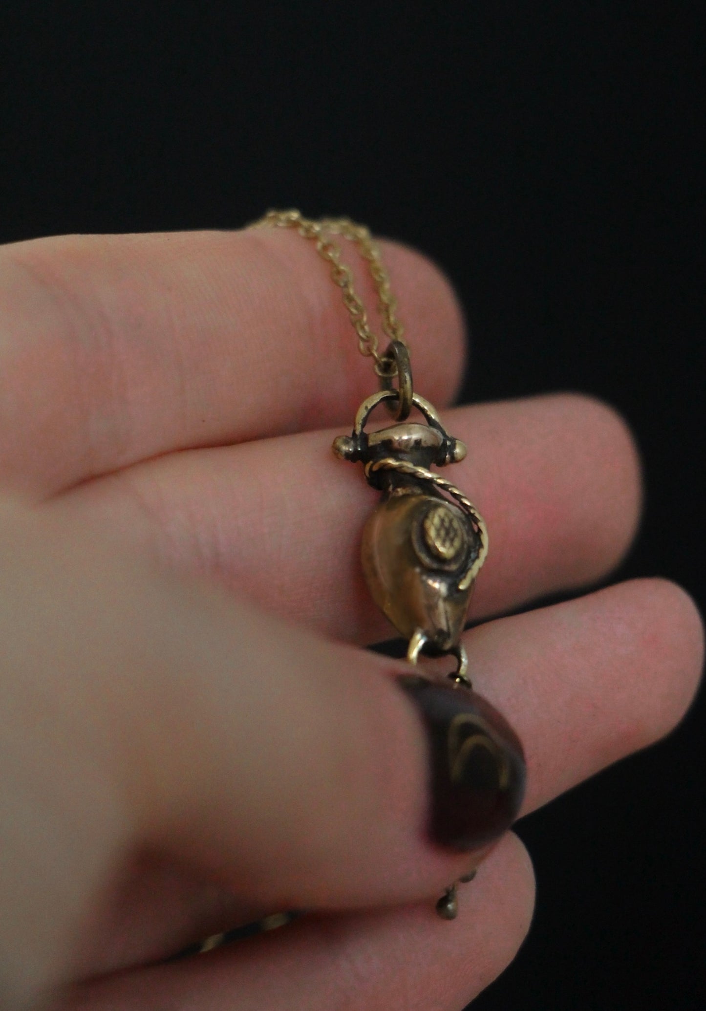 AMPHORA bronze tassel necklace with roman pinecone symbol