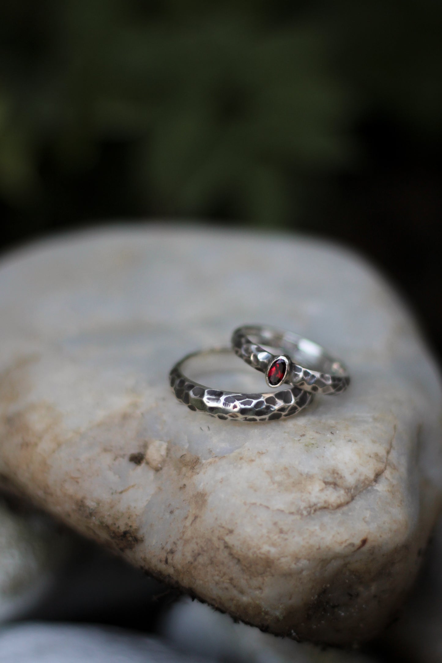Sterling Silver hammered rings medieval fantasy wedding