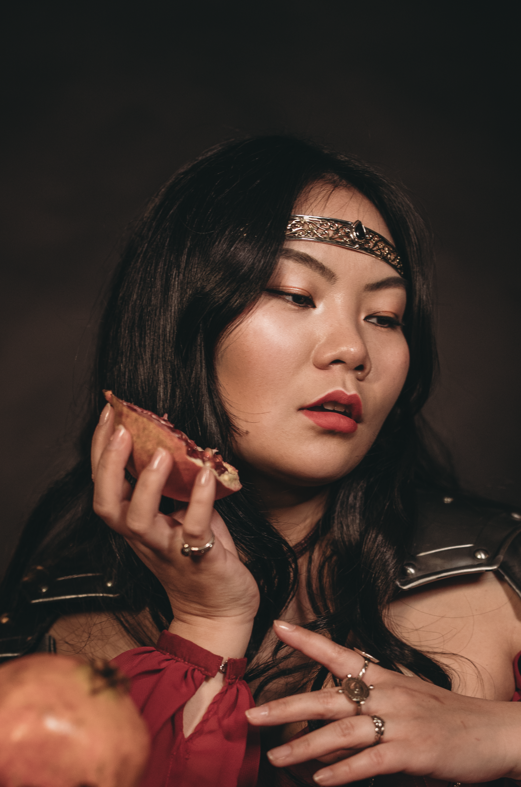 Medieval Renaissance crown in sterling silver and brass with red garnet