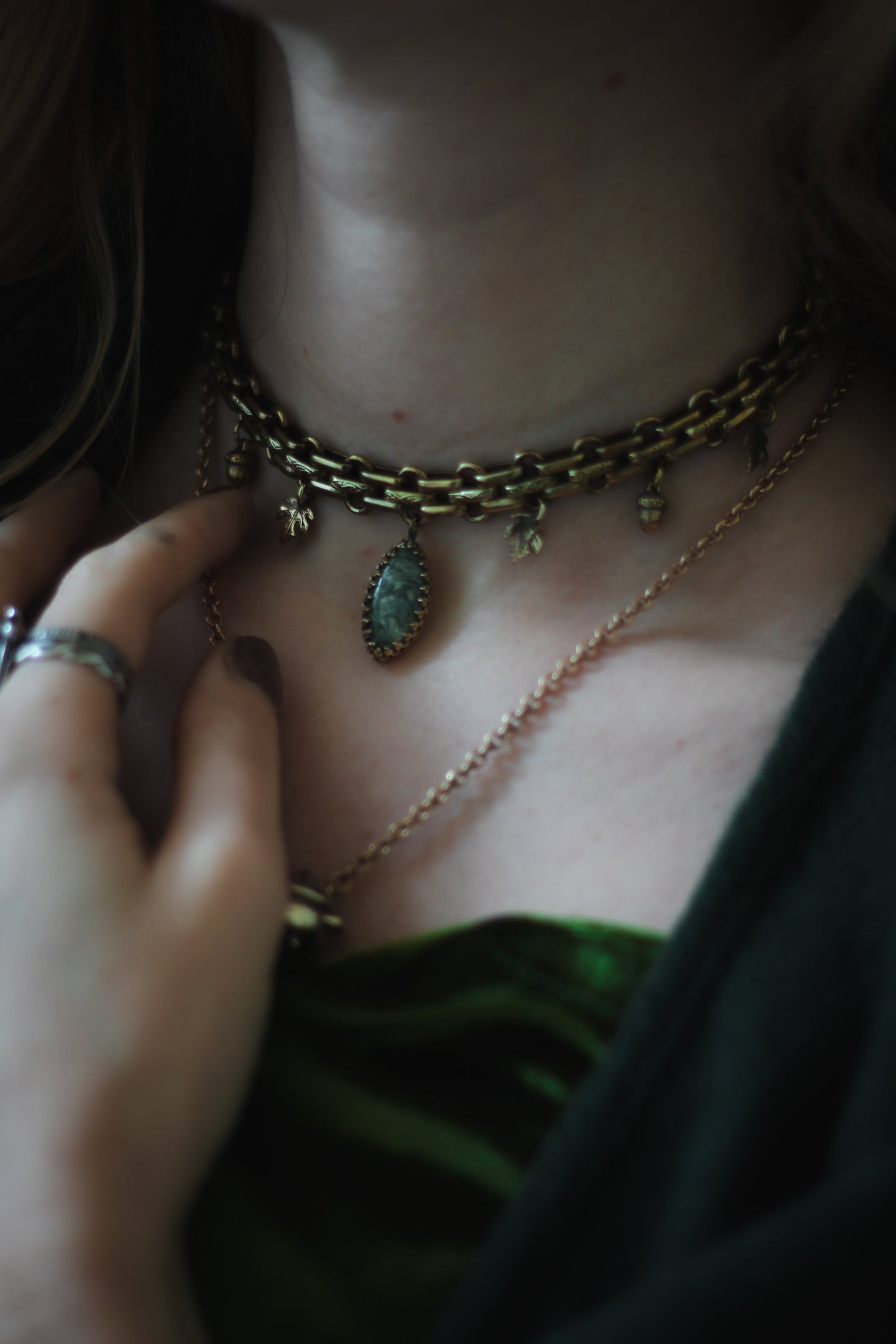 Moss Agate Brass Choker Autumn1