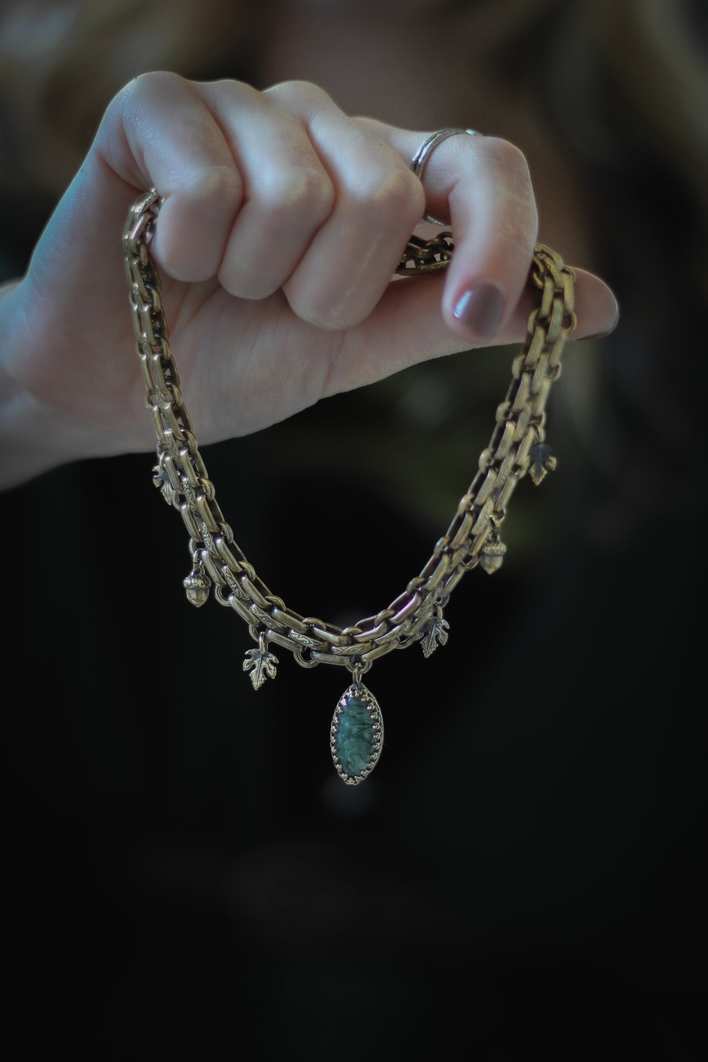 Moss Agate Brass Choker Autumn2