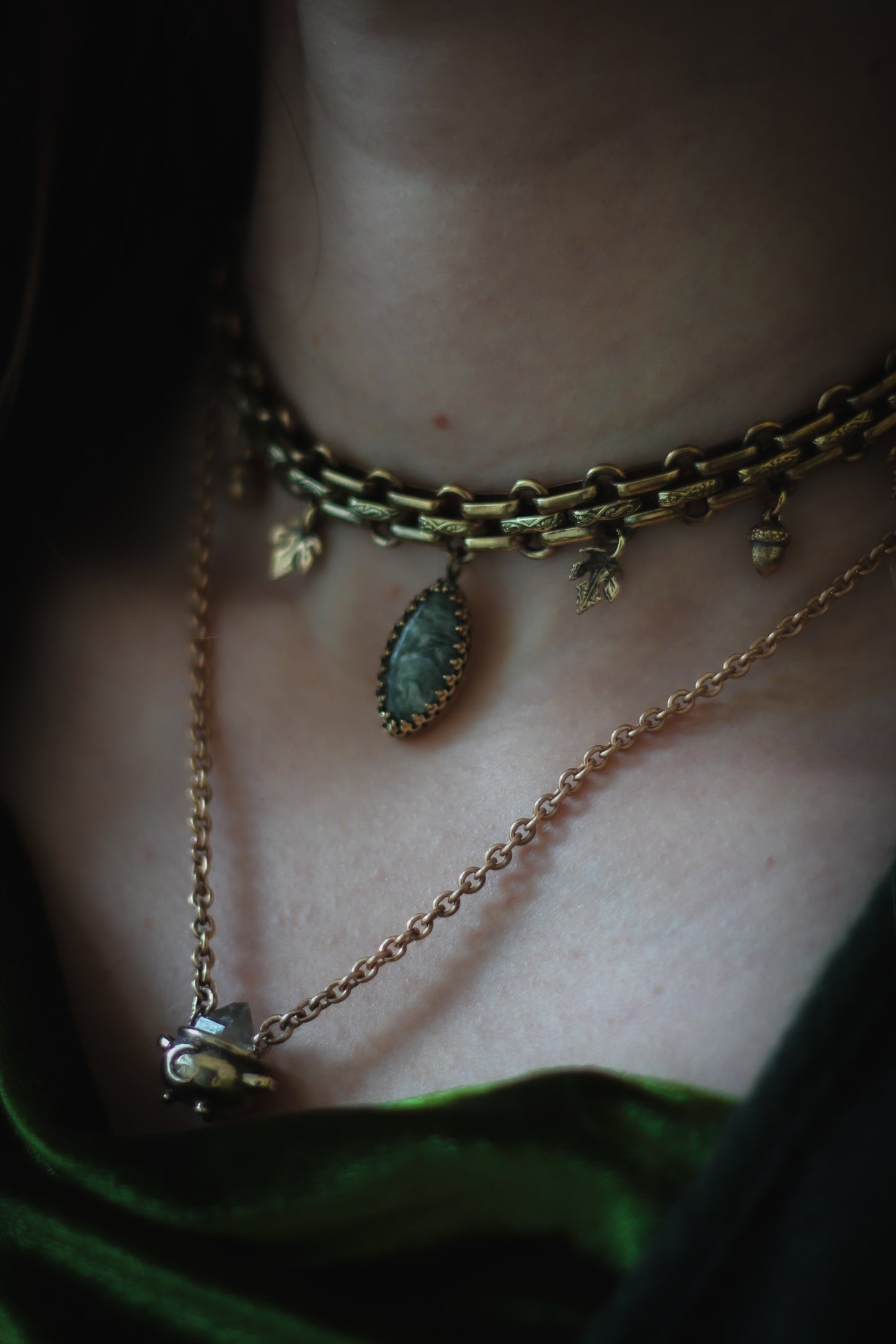Moss Agate Brass Choker Autumn5