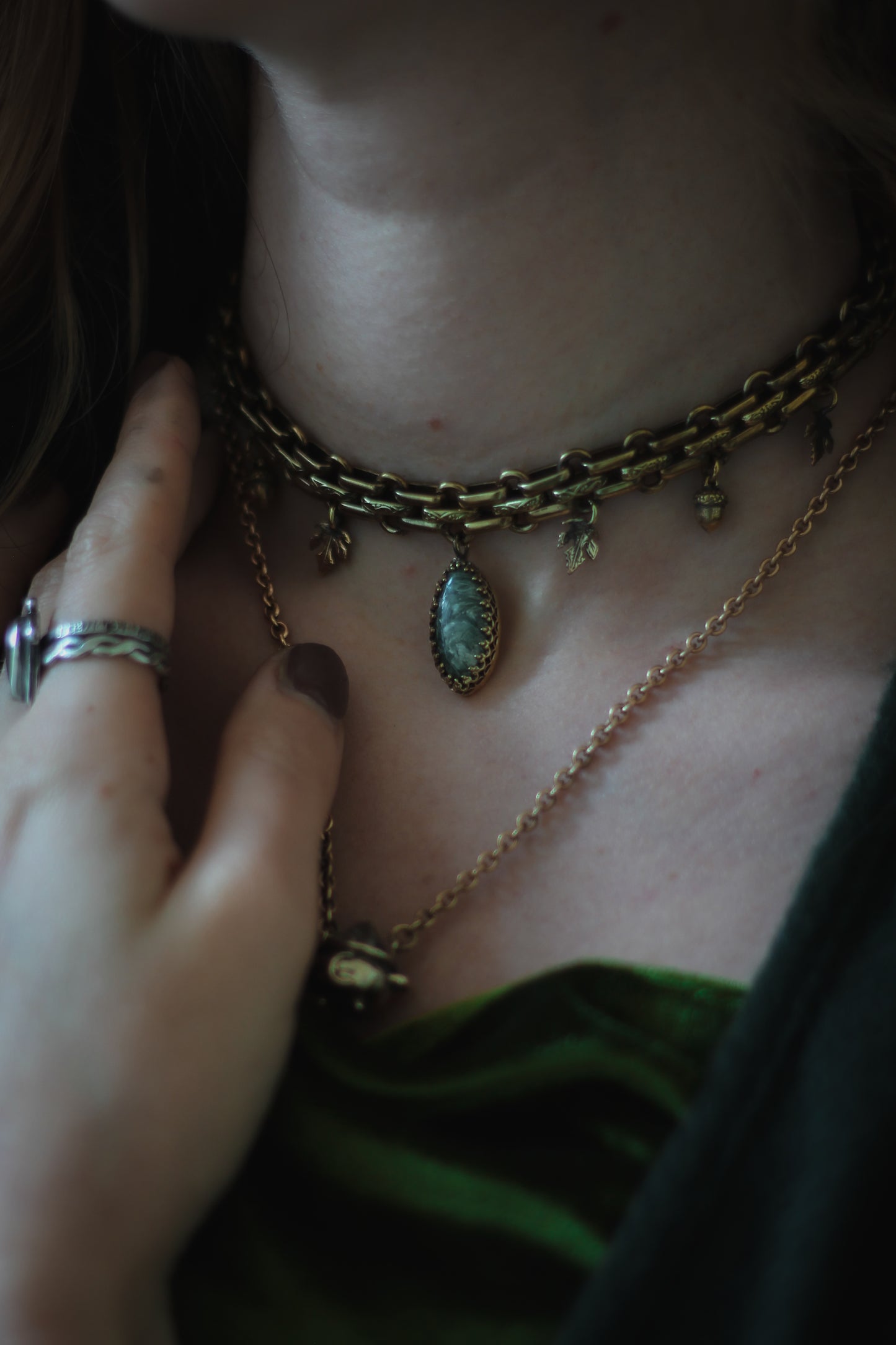 Moss Agate Brass Choker Autumn7