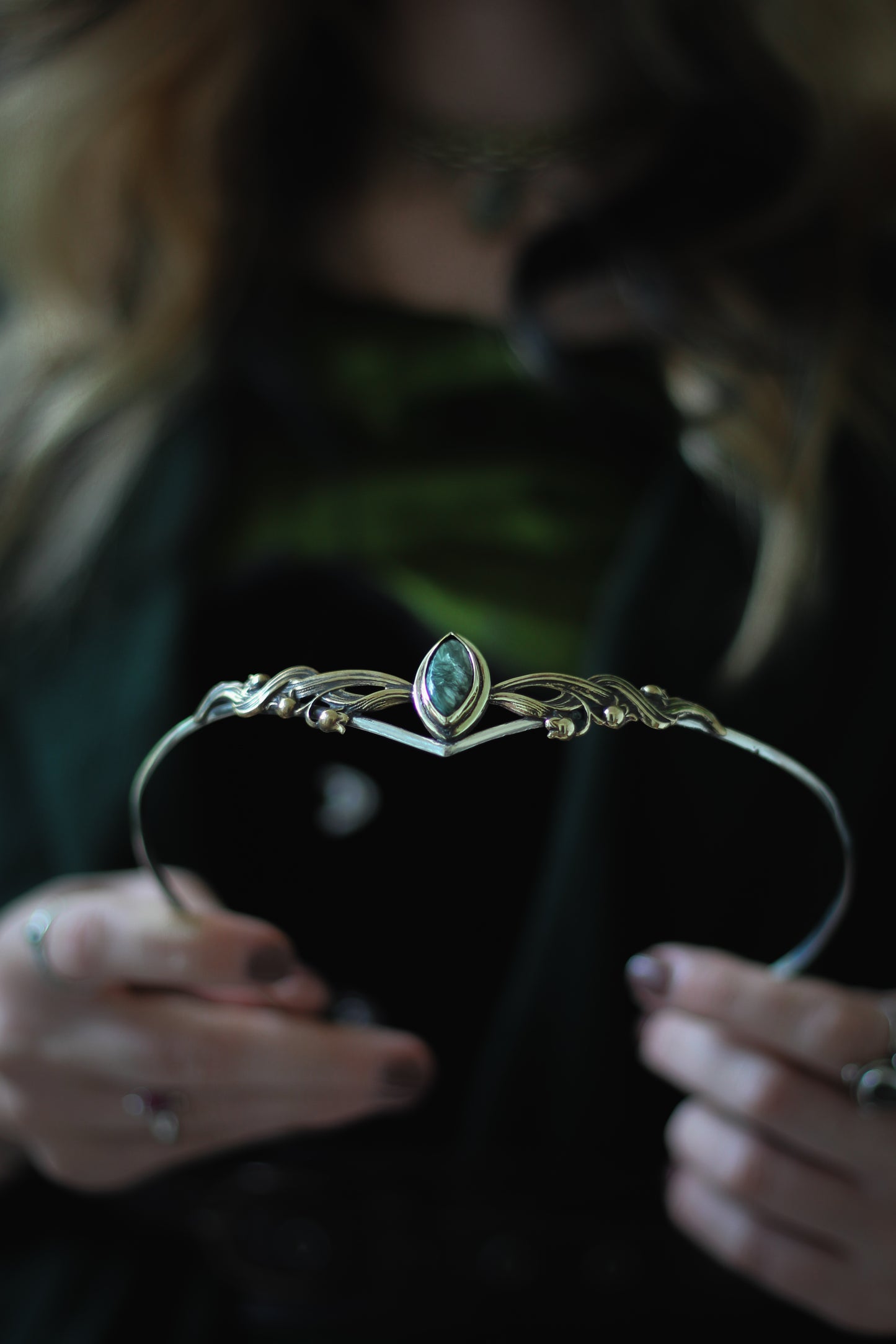 SILVARYN fantasy crown moss agate 9