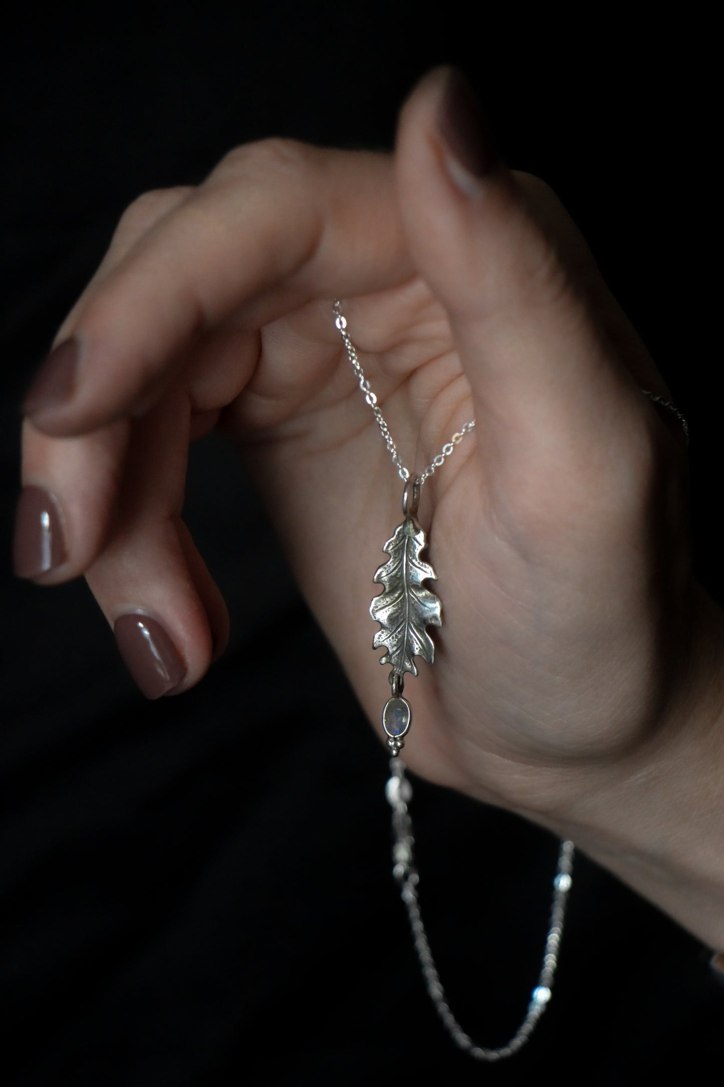 SILVA Sterling Silver Oak Leaf Necklace Labradorite5