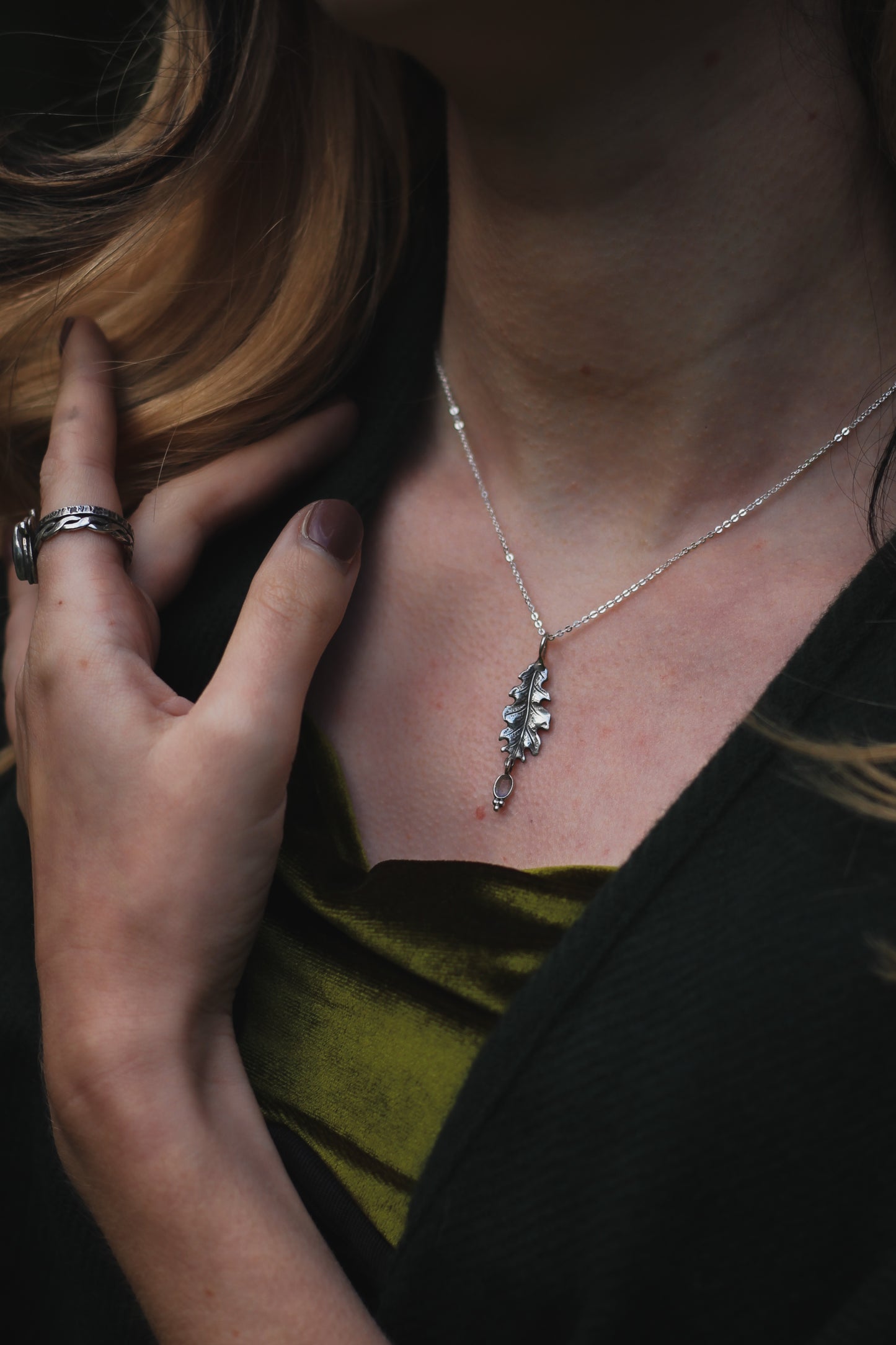 SILVA Sterling Silver Oak Leaf Necklace Labradorite6