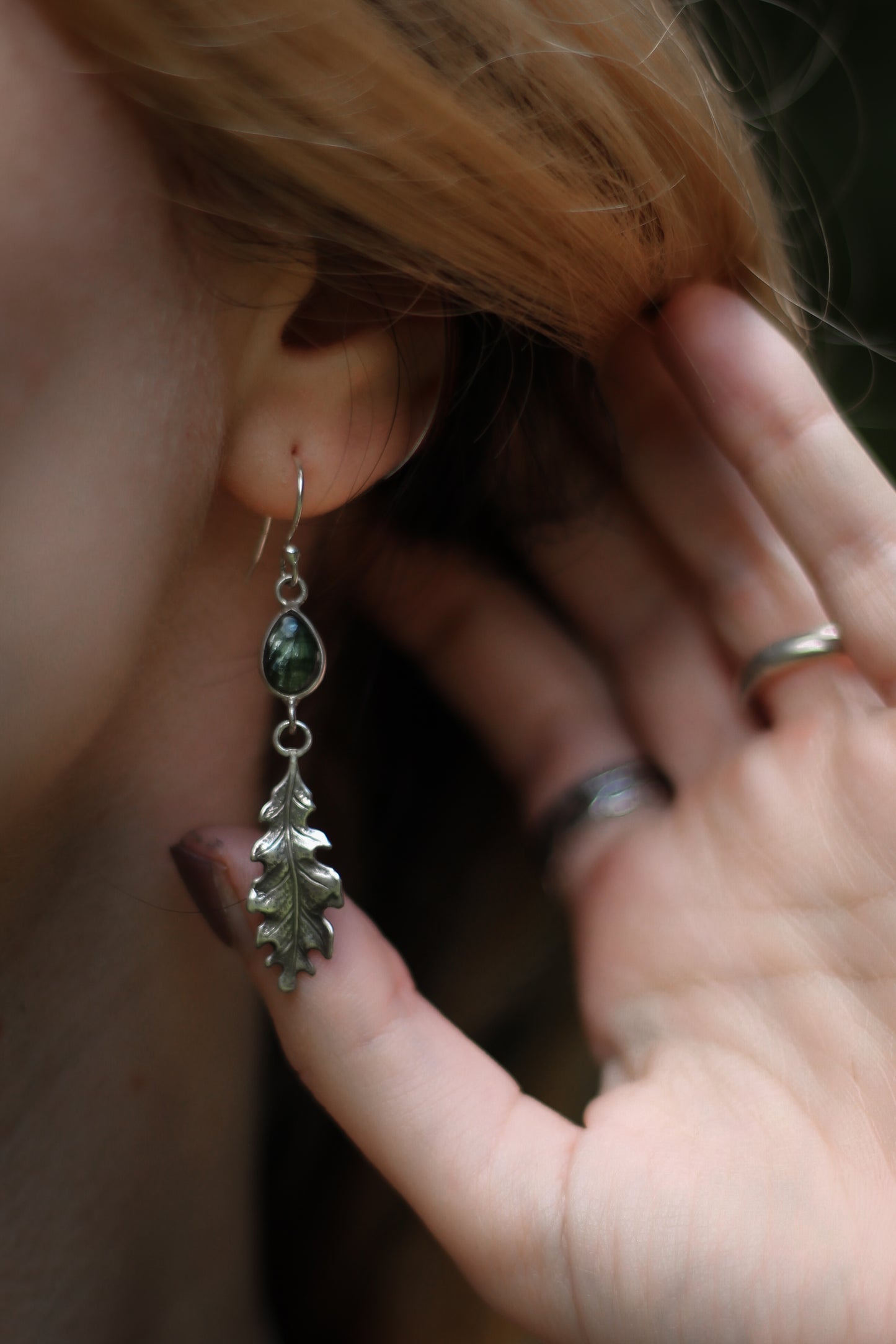 Silva Moss Agate Earrings Oak Leaf8