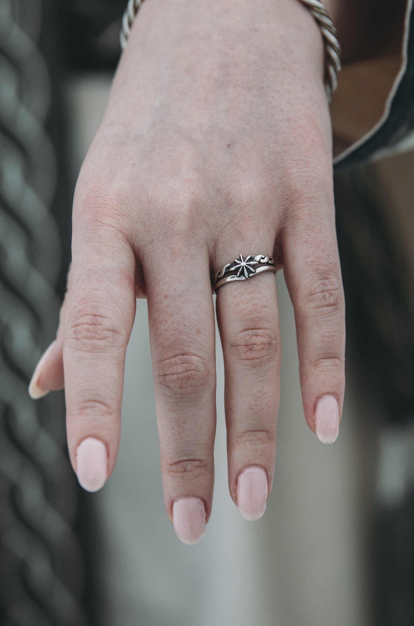 Double Ring in Silver elven Style with Star