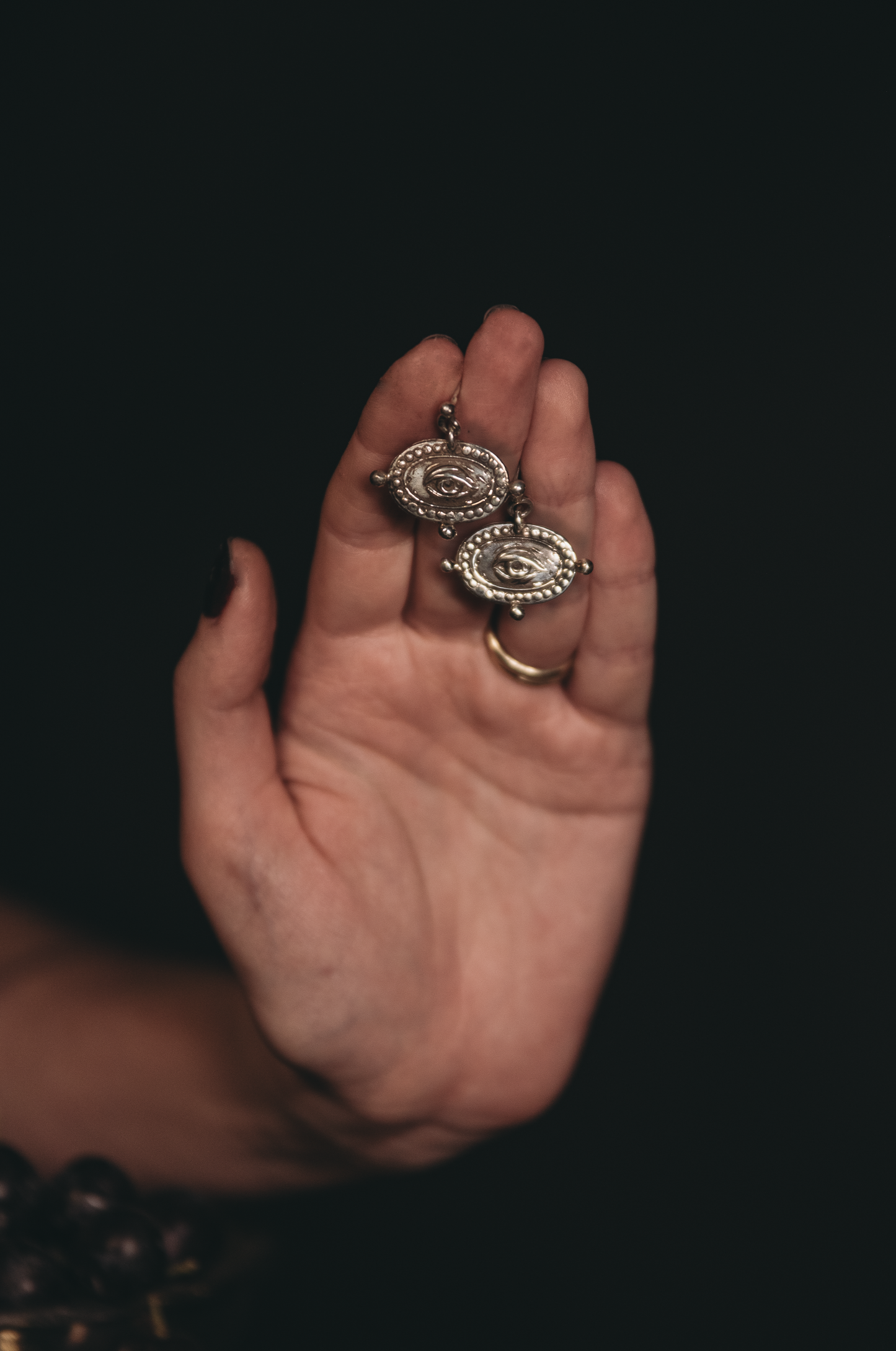 Silver Historical Lovers Eye earrings inspired by Victorian sentimental jewelry
