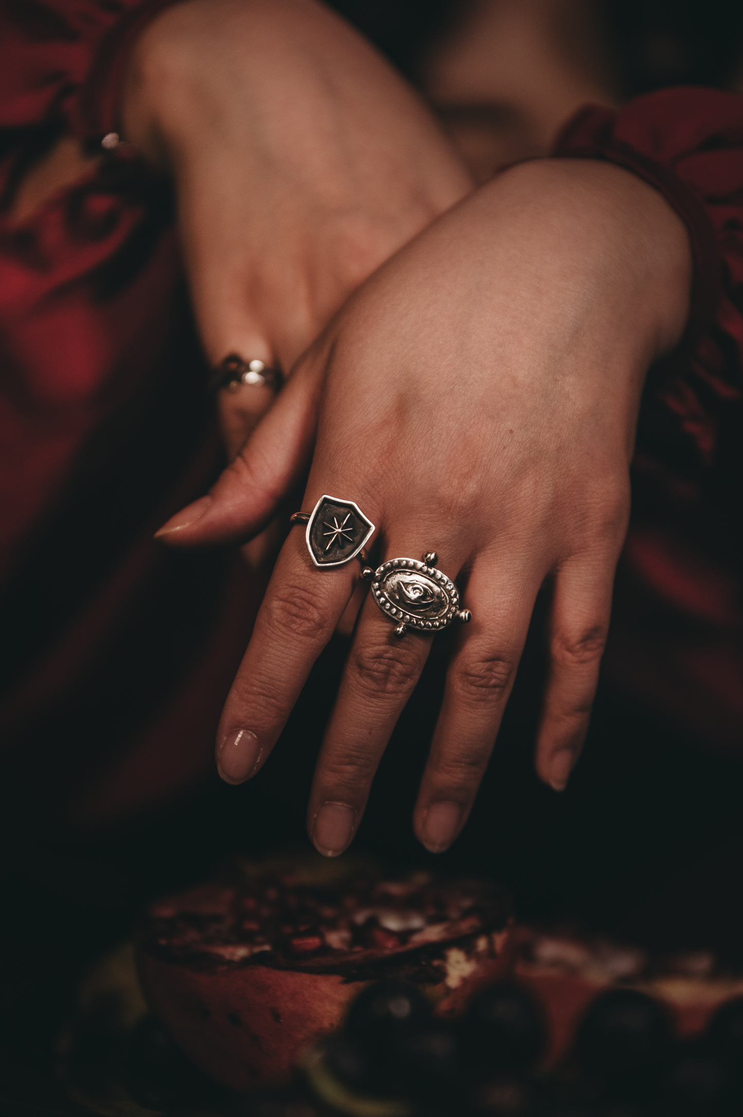 Ring Set Shield Ring and Lovers Eye Ring in Silver