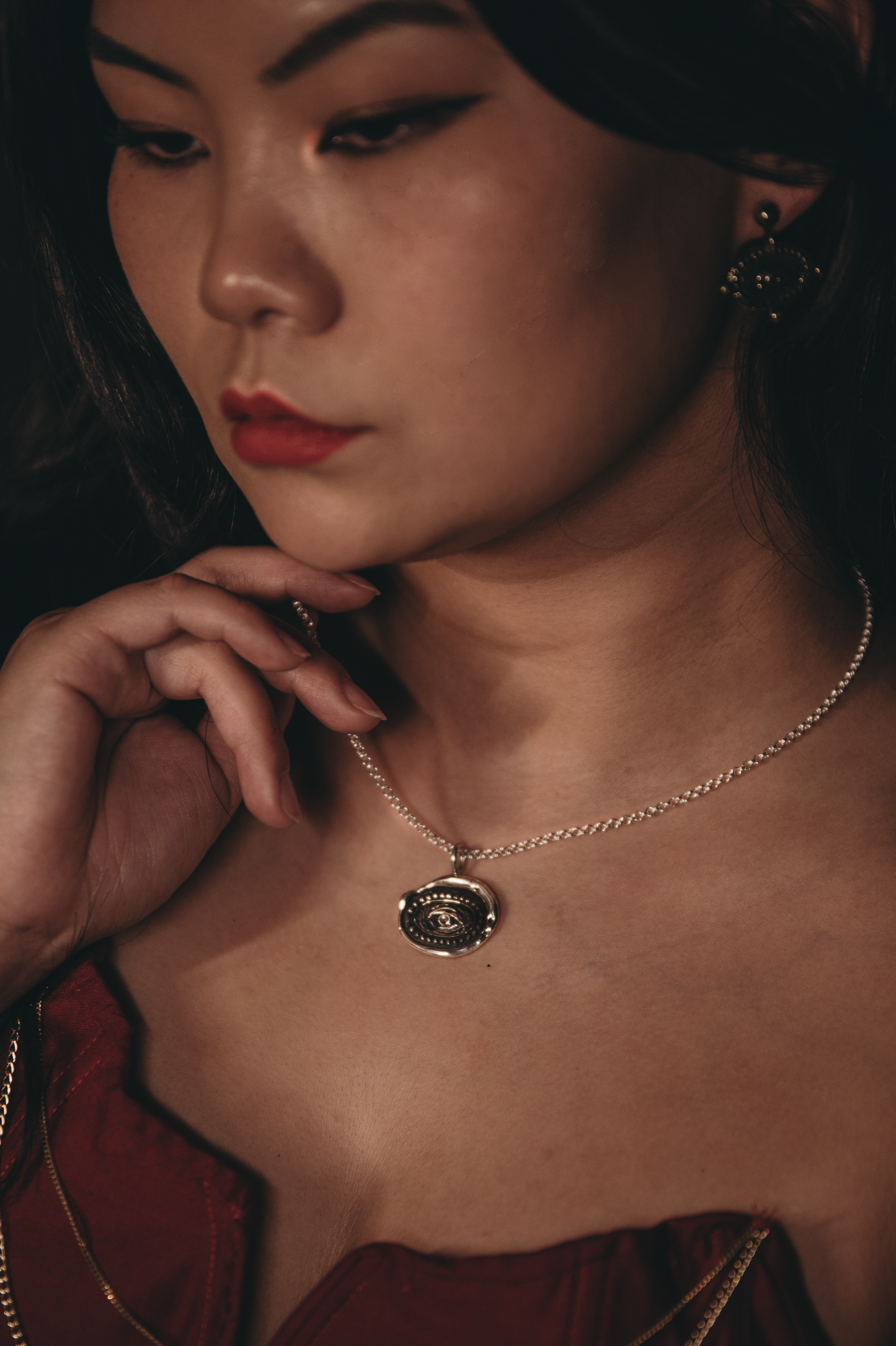 Handcrafted Victorian Lovers Eye Jewellery necklace in sterling silver