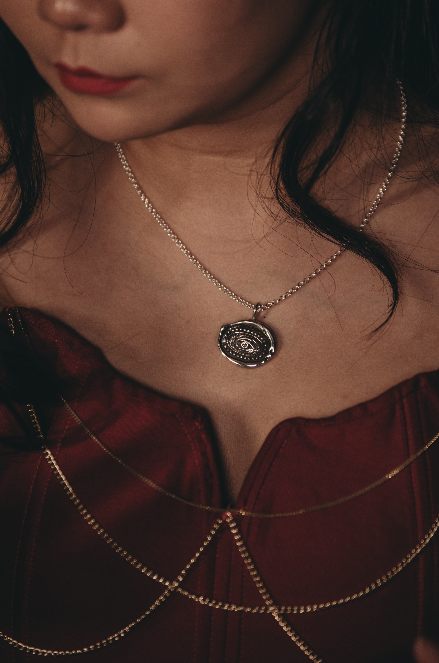 Handcrafted Victorian Lovers Eye necklace in sterling silver