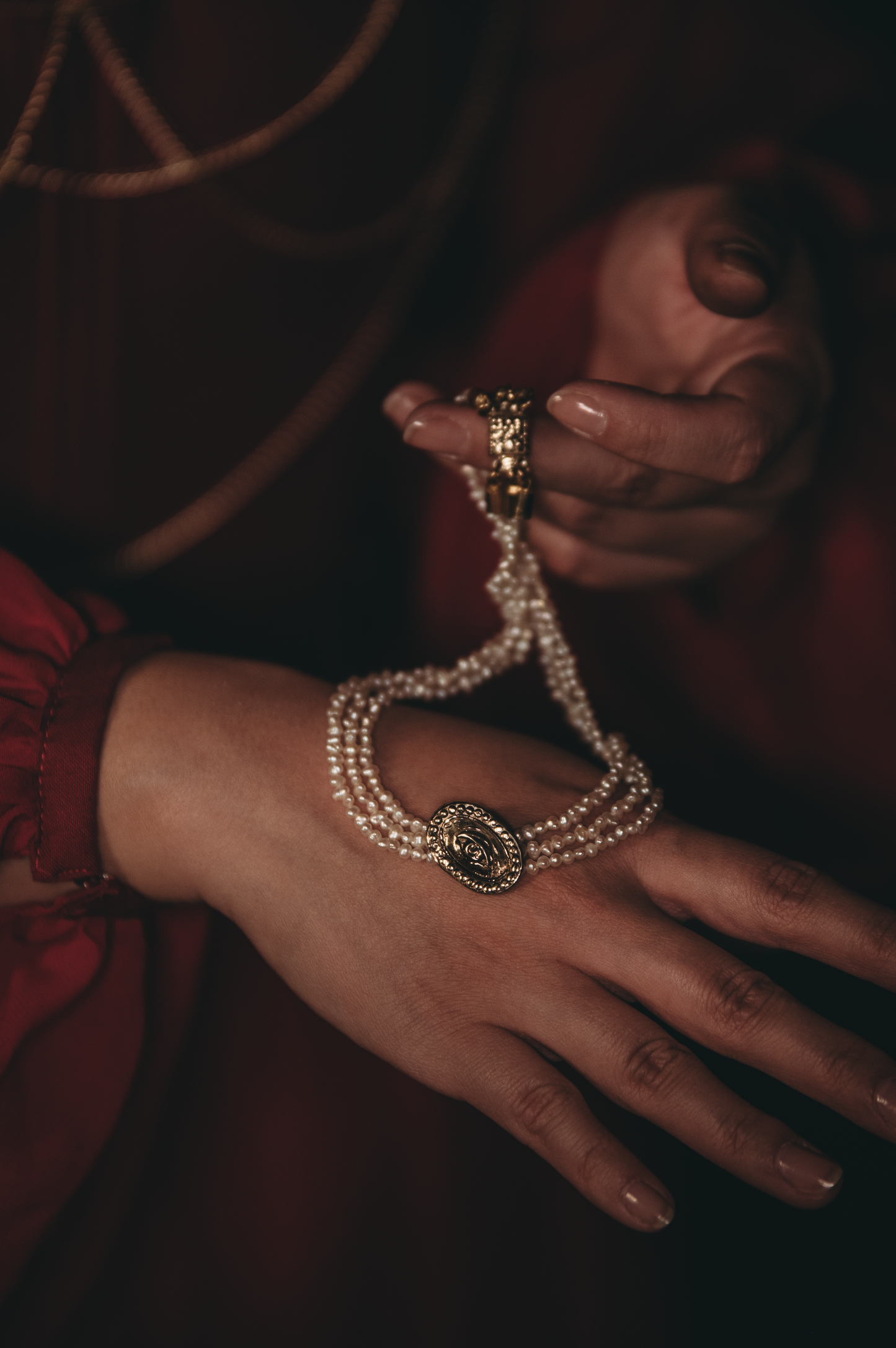 Victorian Lovers Eye Pearl Choker with Freshwater Pearls