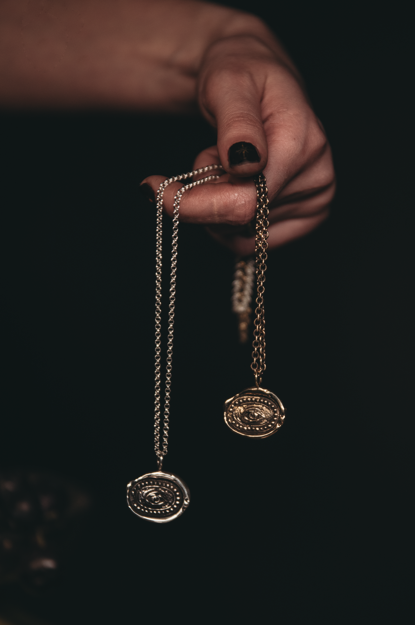 Handcrafted Victorian Lovers Eye necklace in sterling silver and bronze