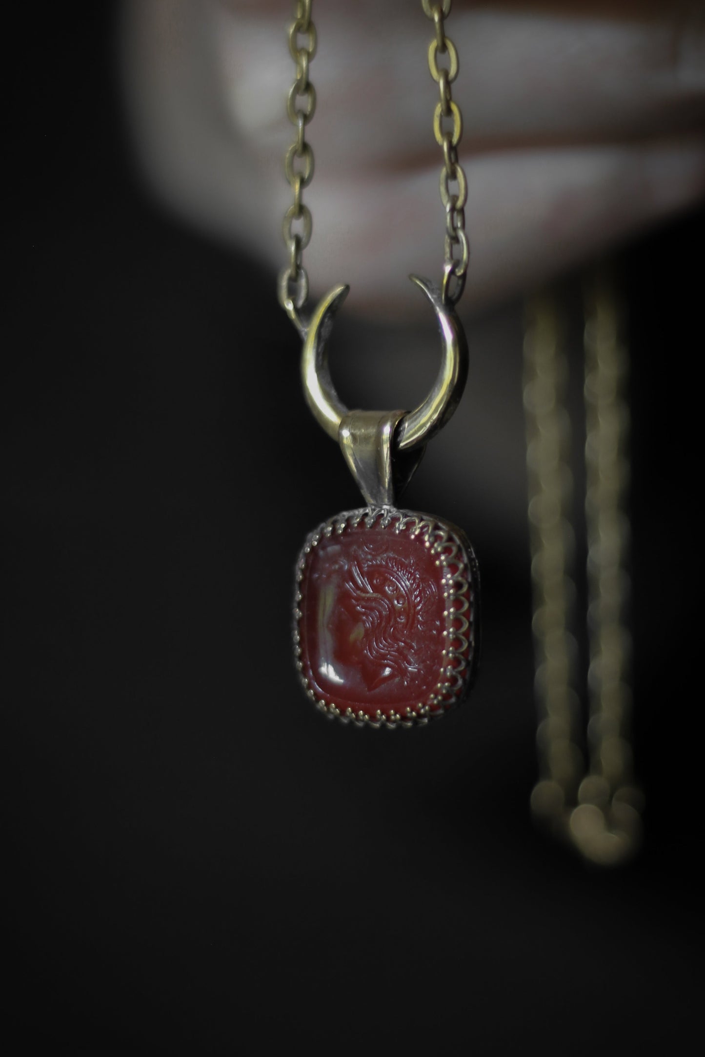 Athena necklace brass cameo