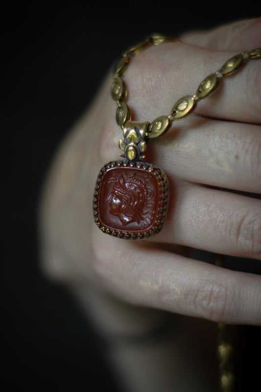 athena goddess greek necklace with glass cameo