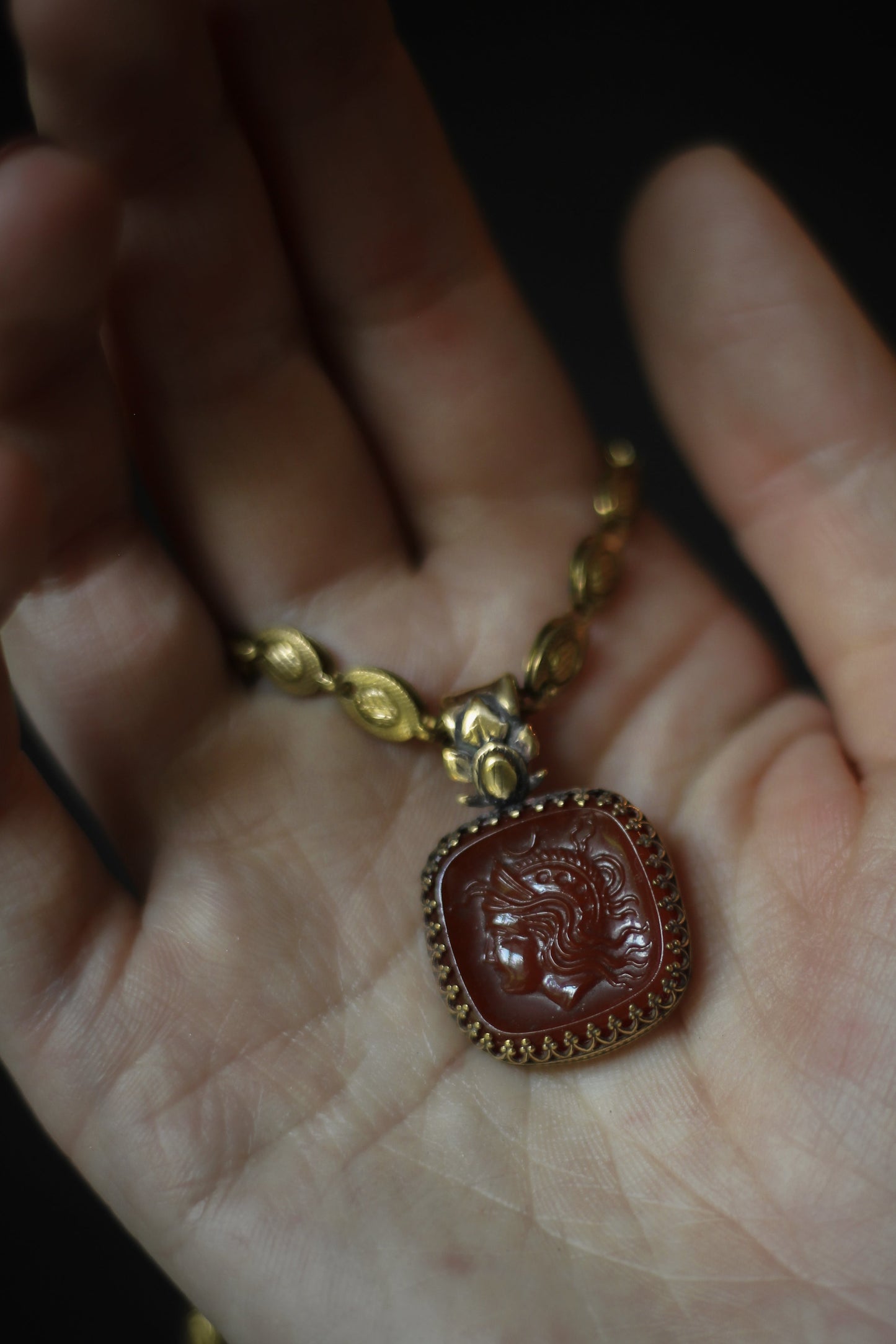 Athena glass cameo necklace red glass