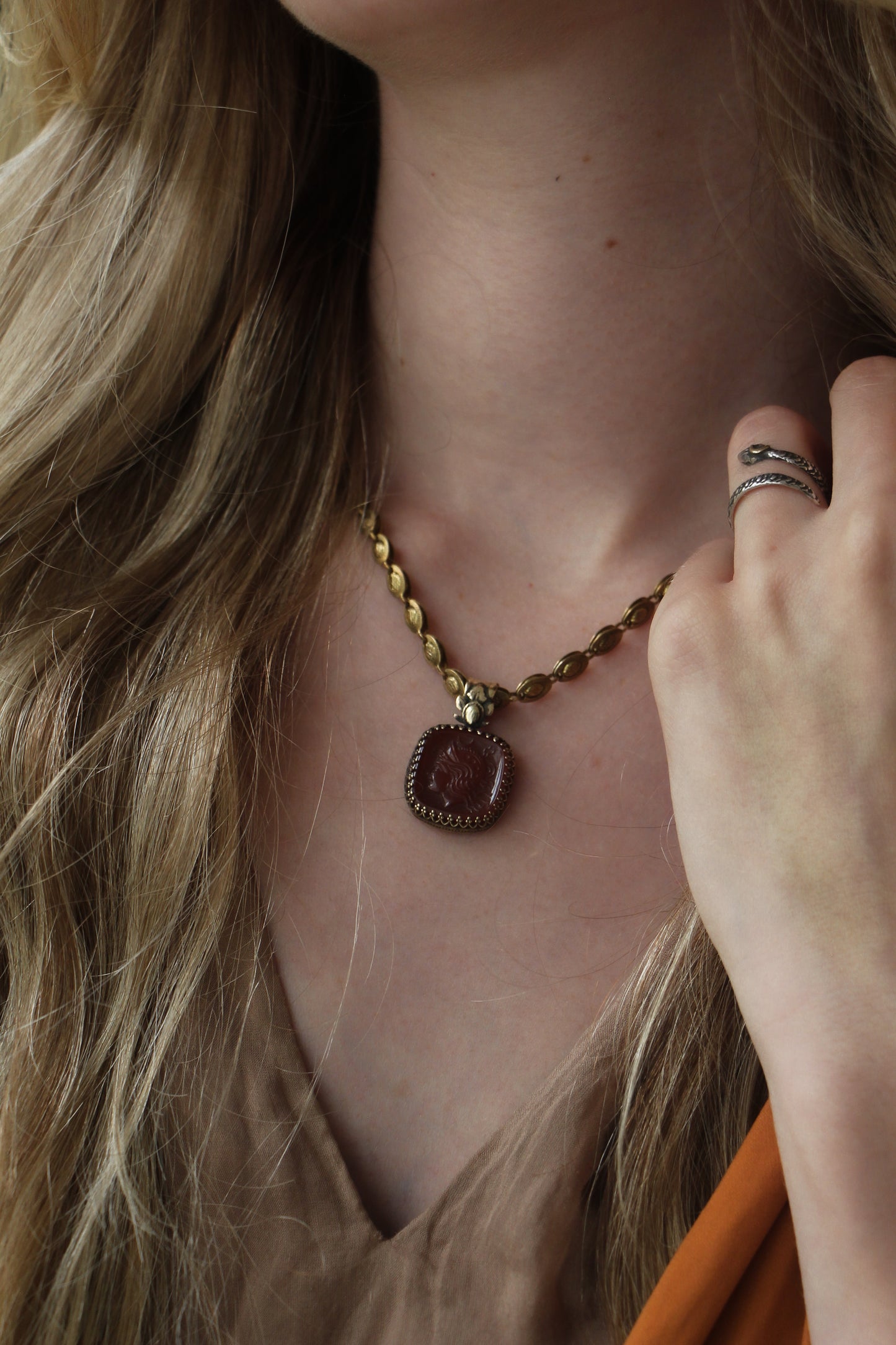 Athena necklace glass cameo