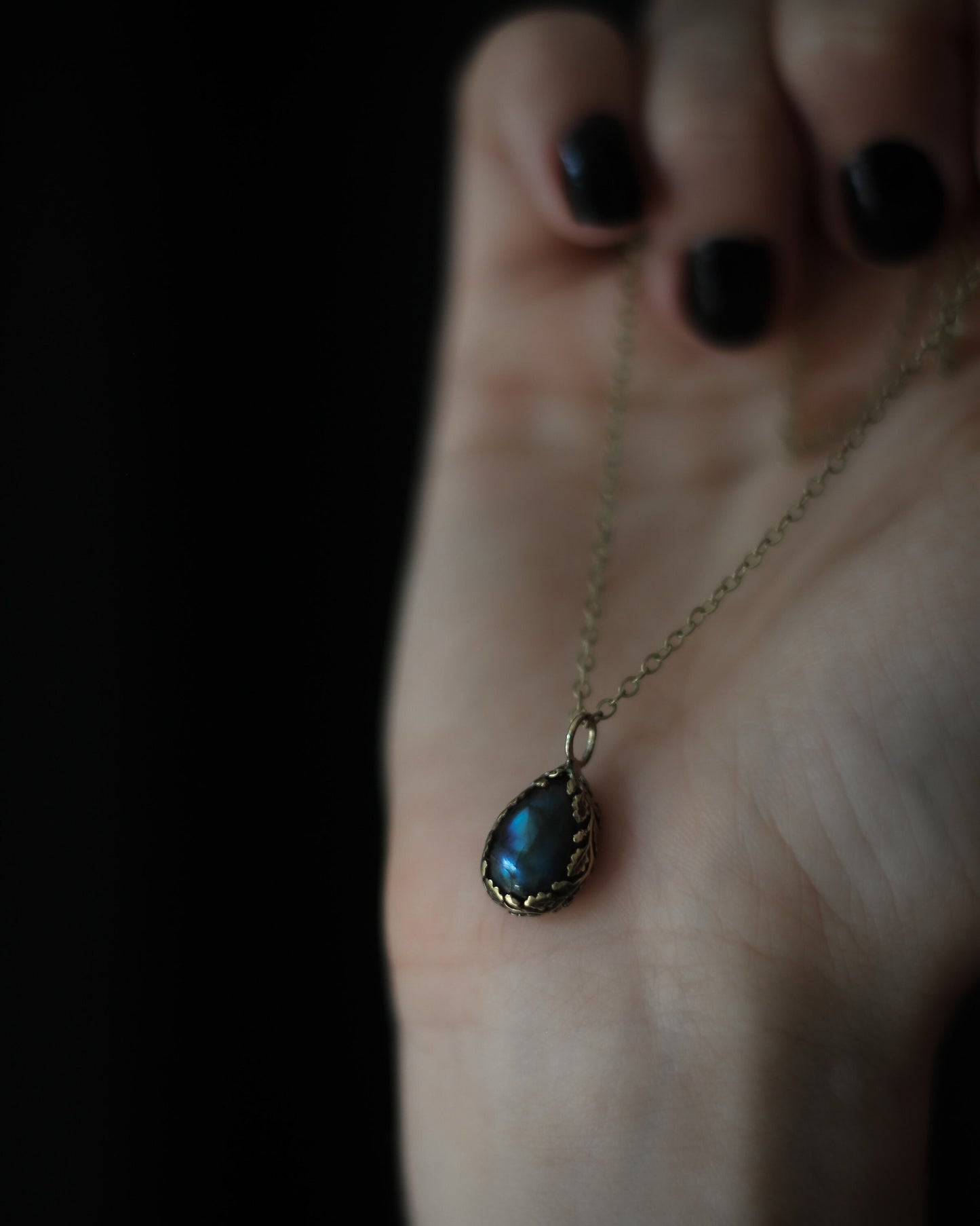 AURORA BOREALIS brass labradorite drop necklace