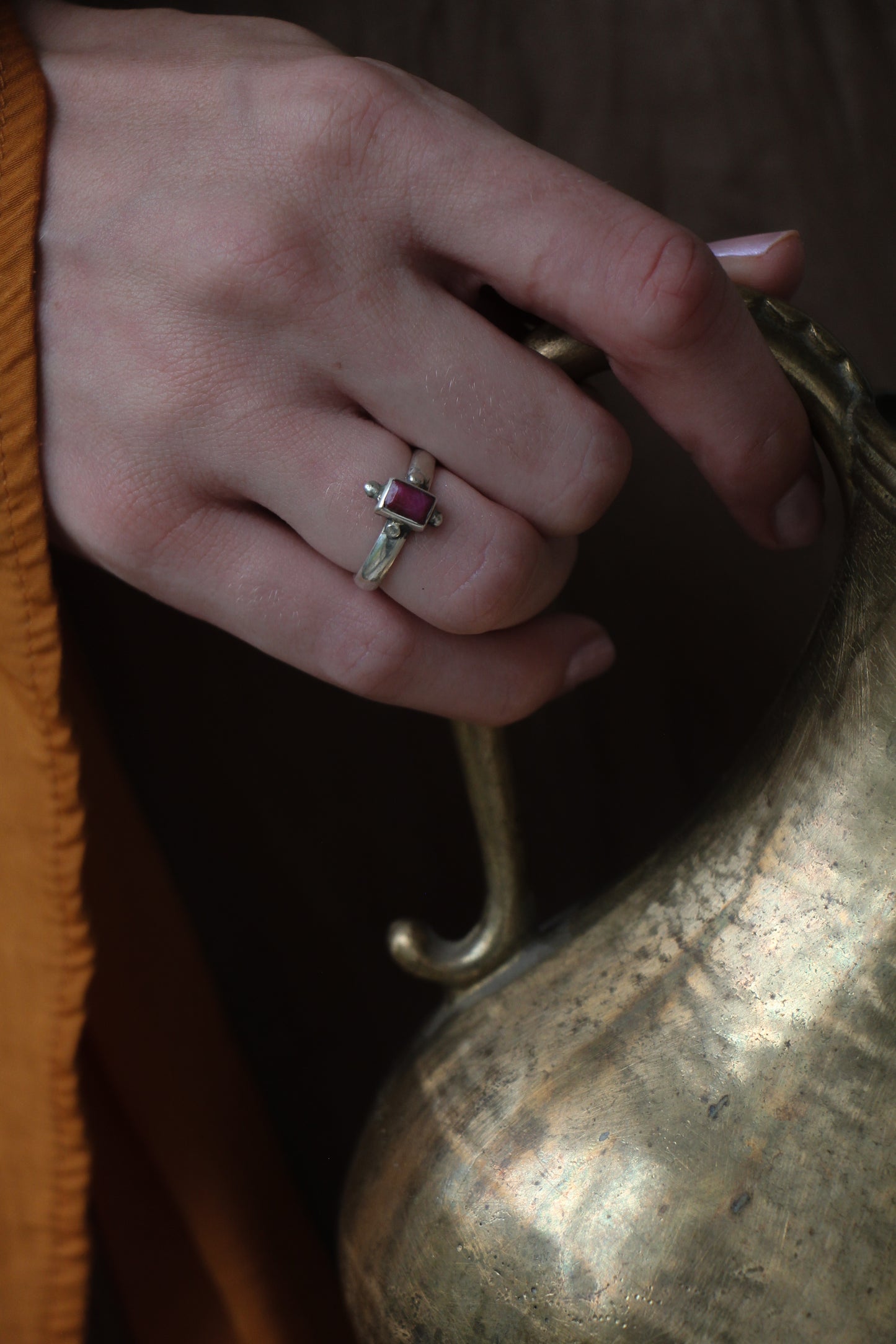 pink ruby silver ring historical roman