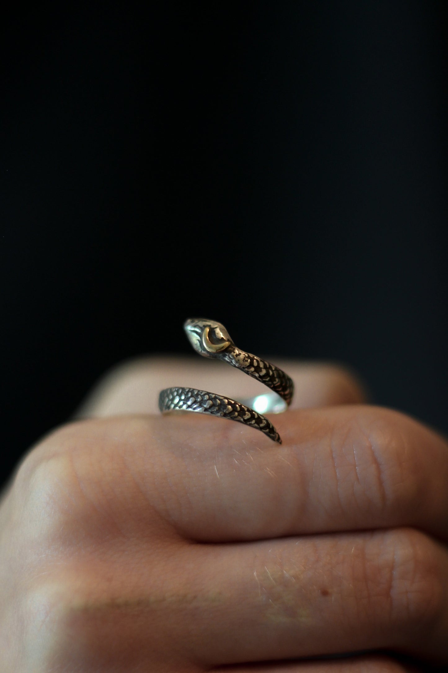 snake ring witchy crescent moon