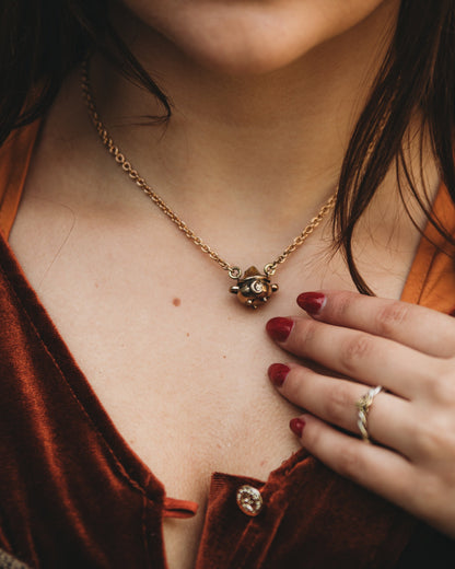 Amber Witch Cauldron Necklace in Bronze