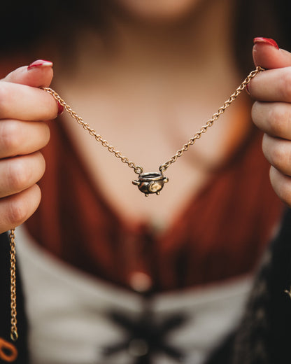 Witch Cauldron Necklace in Sterling Silver or Bronze