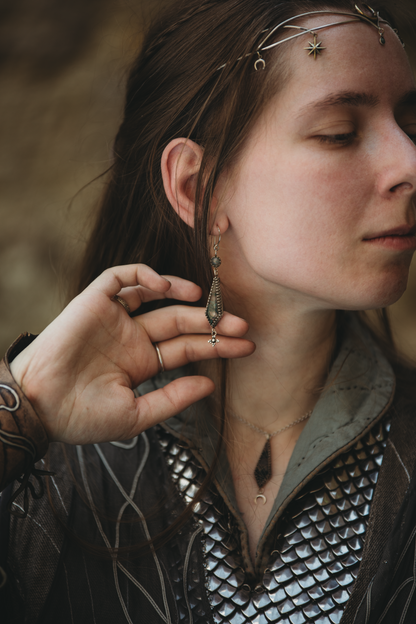 ITHILWEN II Moss Agate Earrings in Sterling Silver