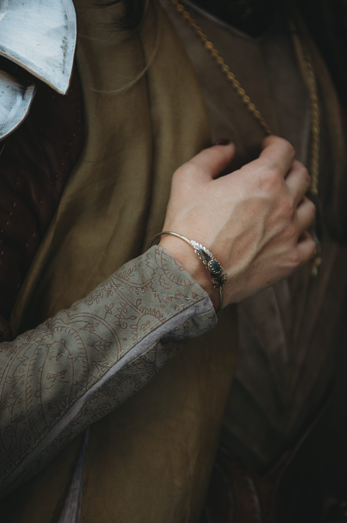 FAERÁNIL Fern Bracelet in Sterling Silver with Moss Agate