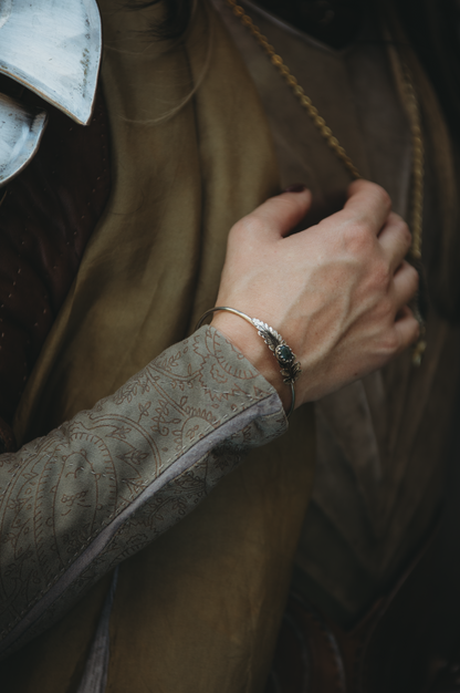 FAERÁNIL Fern Bracelet in Sterling Silver with Moss Agate