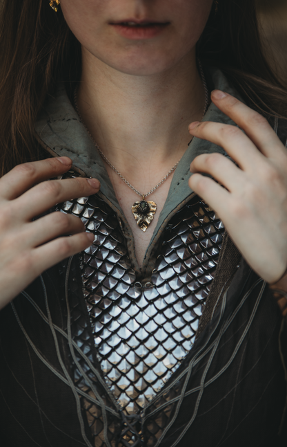 NÁNDILAS Elven Ivy Moss Agate Necklace in Brass and Silver