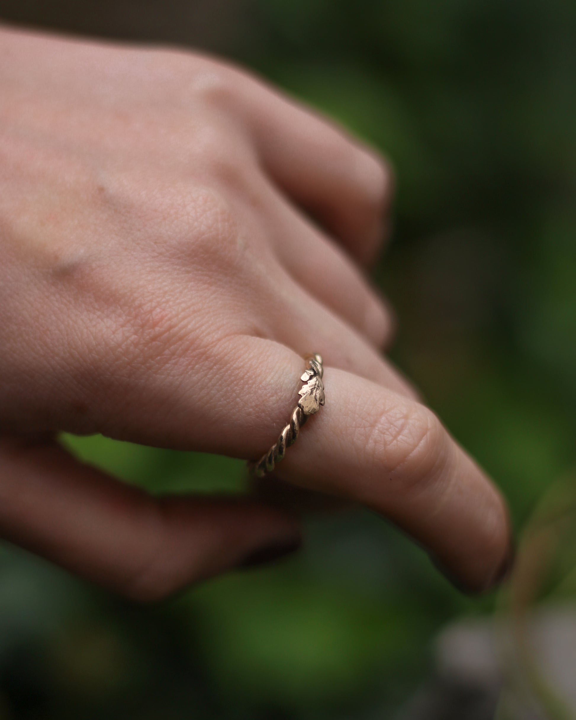 dryad fantasy wedding oak leaf ring in rose gold
