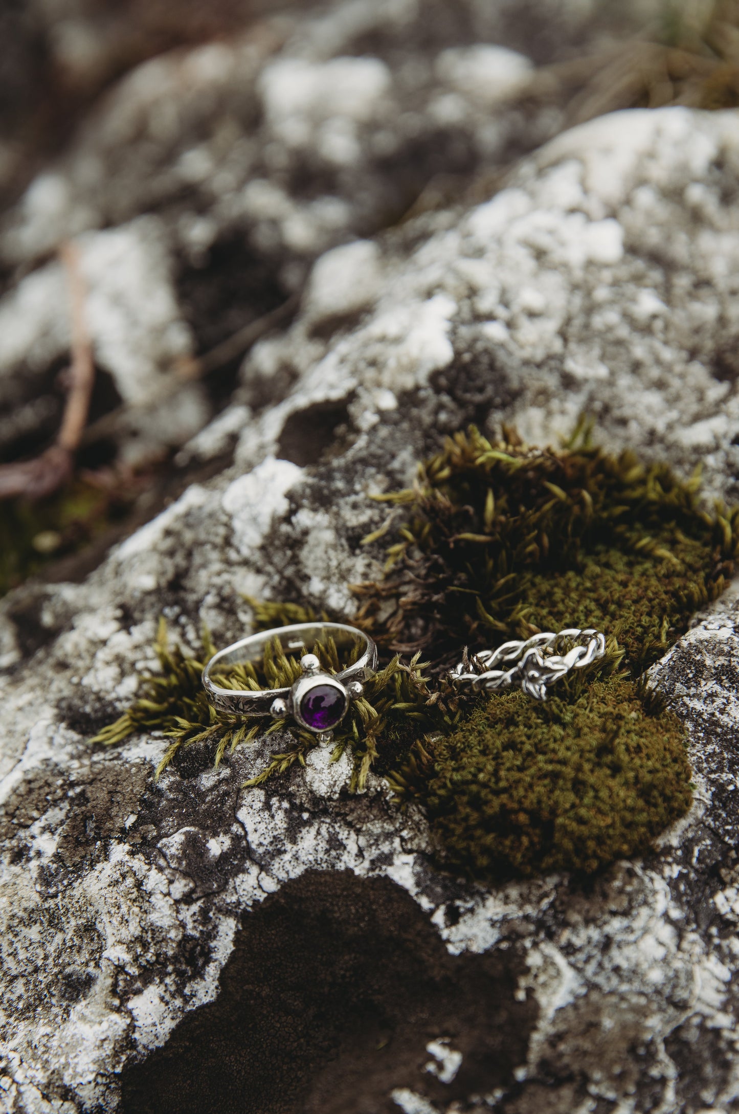 RÙN Sterling Silver and Amethyst Ring