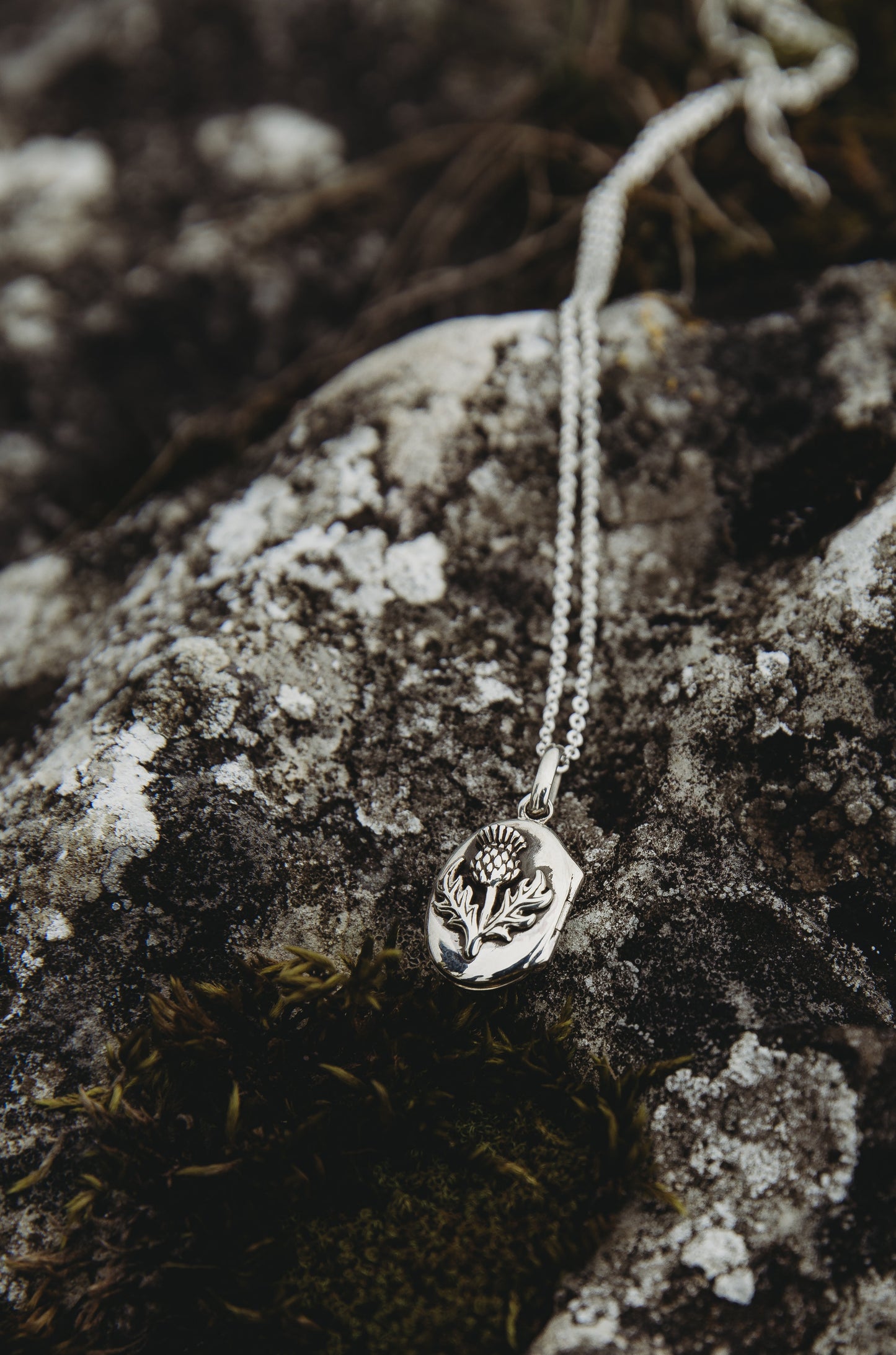 CLUARAN Thistle Locket in Sterling Silver
