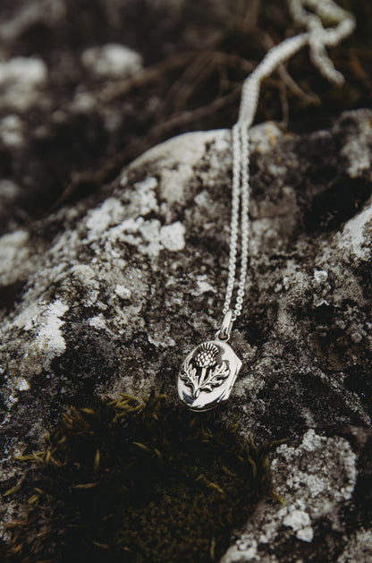 CLUARAN Thistle Locket in Sterling Silver